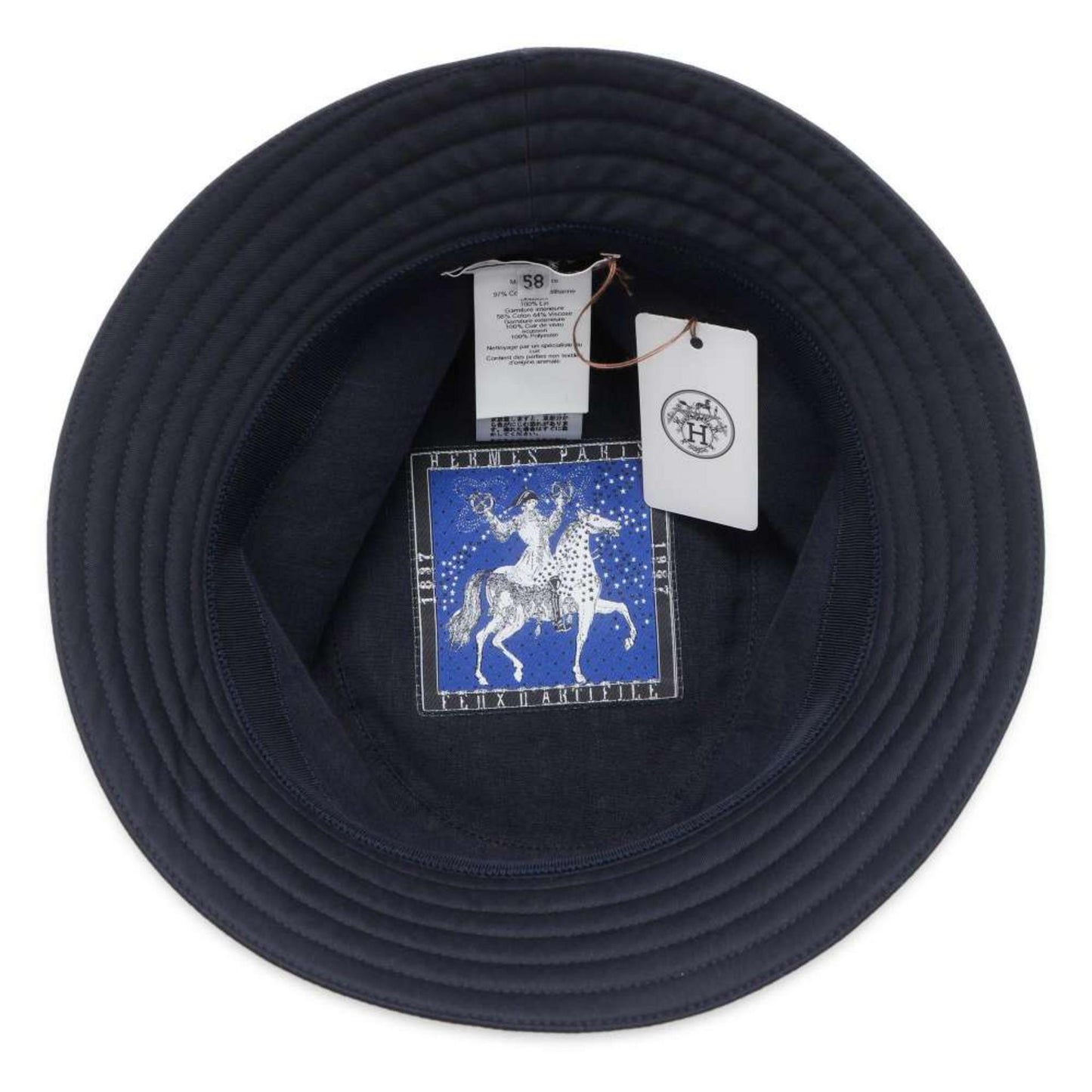 HERMES Fred H-Cut Cotton Marine Indigo Hat Preloved