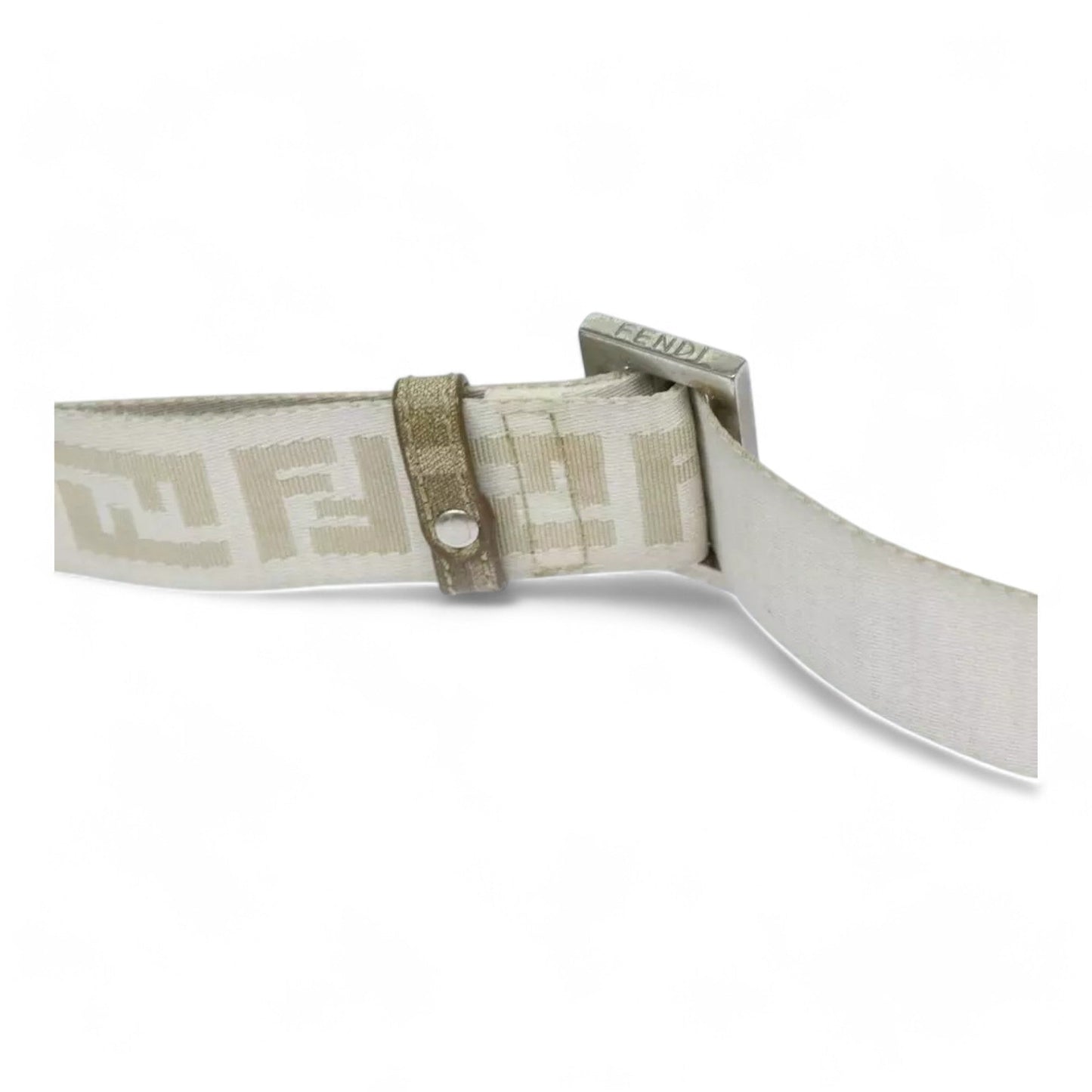 Fendi Zucca Canvas Shoulder Bag Beige Unisex Handbag