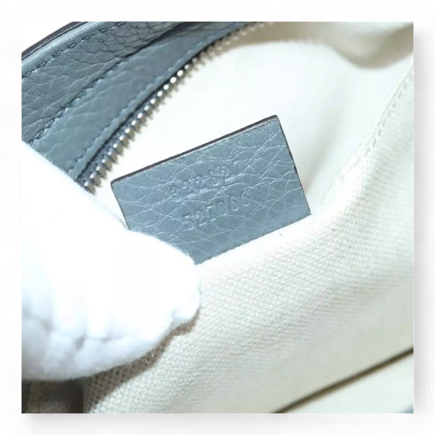 Gucci Interlocking Soho Shoulder Bag Leather Gray Silver
