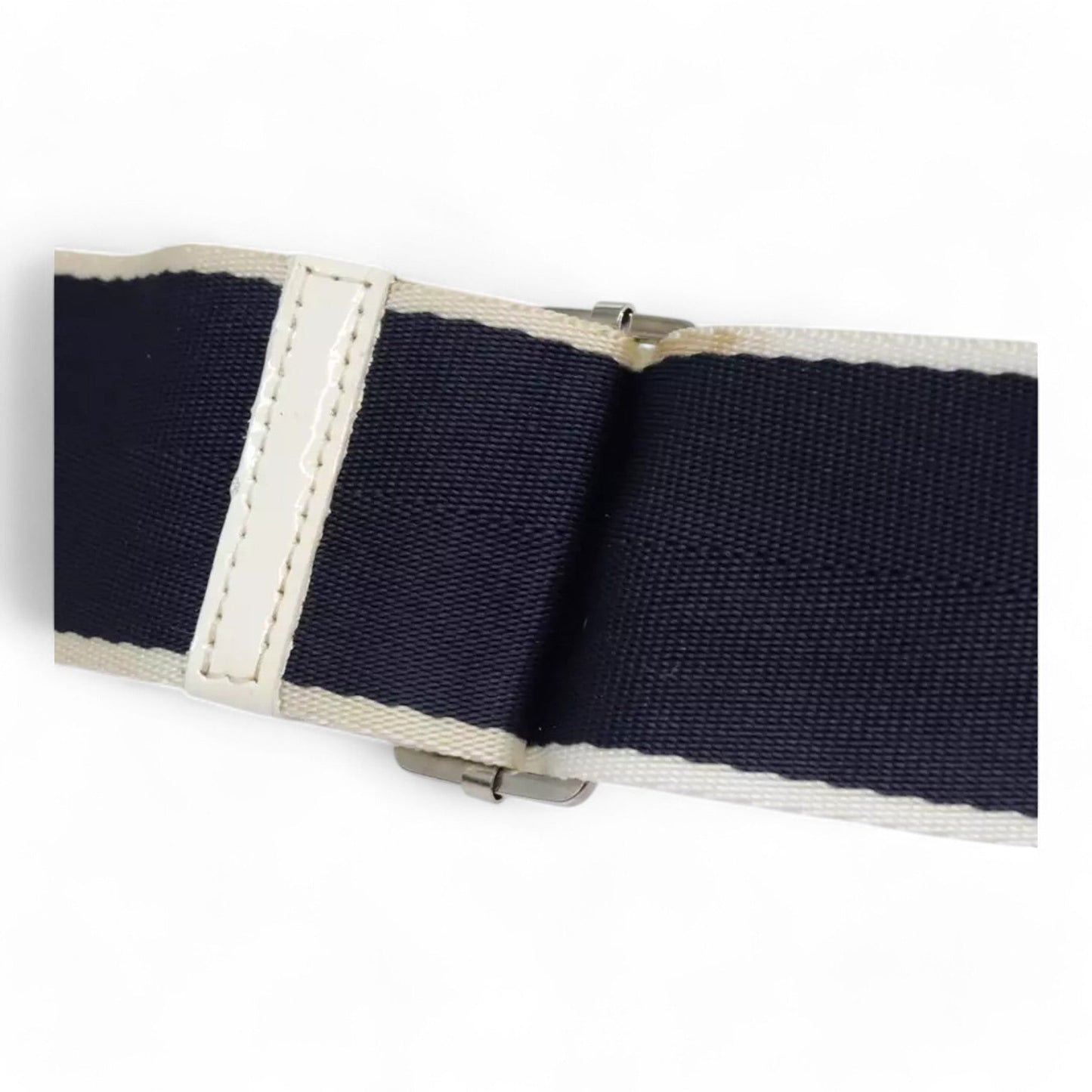 Christian Dior Vintage Trotter Canvas Shoulder Bag Navy Silver Adjustable Strap