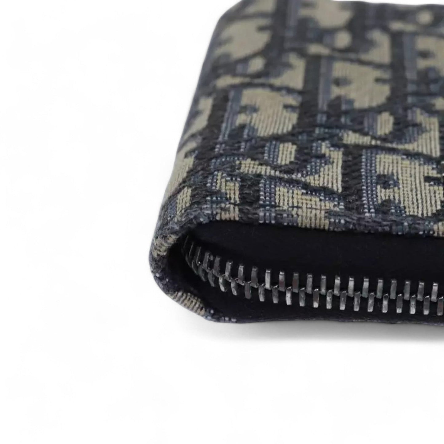 Christian Dior Trotter Canvas Zip Wallet Navy Silver Men's Vintage Wallet