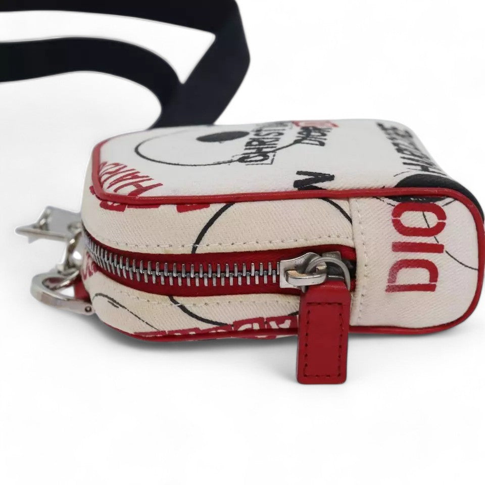 Christian Dior Hardcore Pouch Canvas White Shoulder Bag with Star Charm