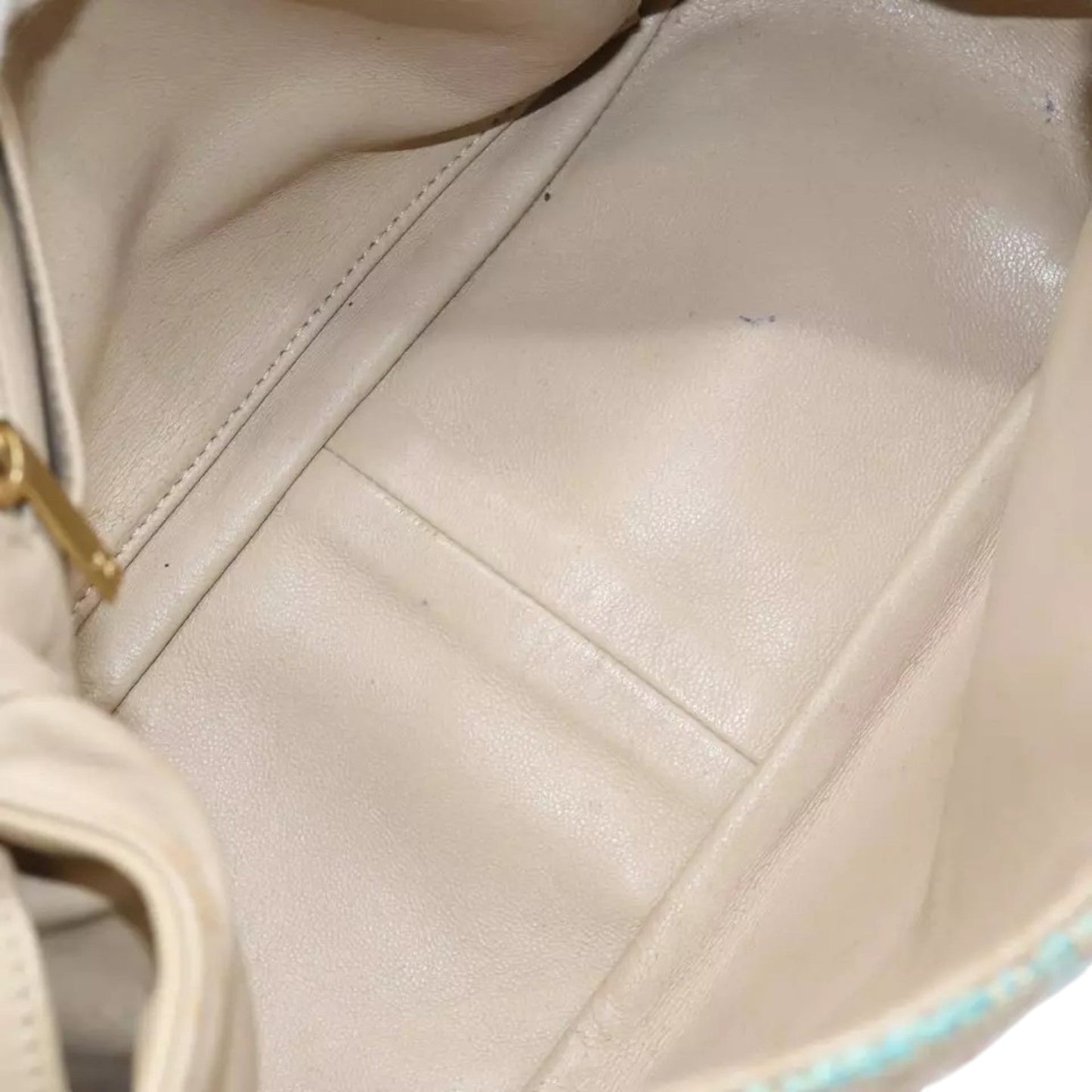 CHANEL Choco Bar Turn Lock Shoulder Bag Wool Women Vintage Multicolor Beige Gold Hardware