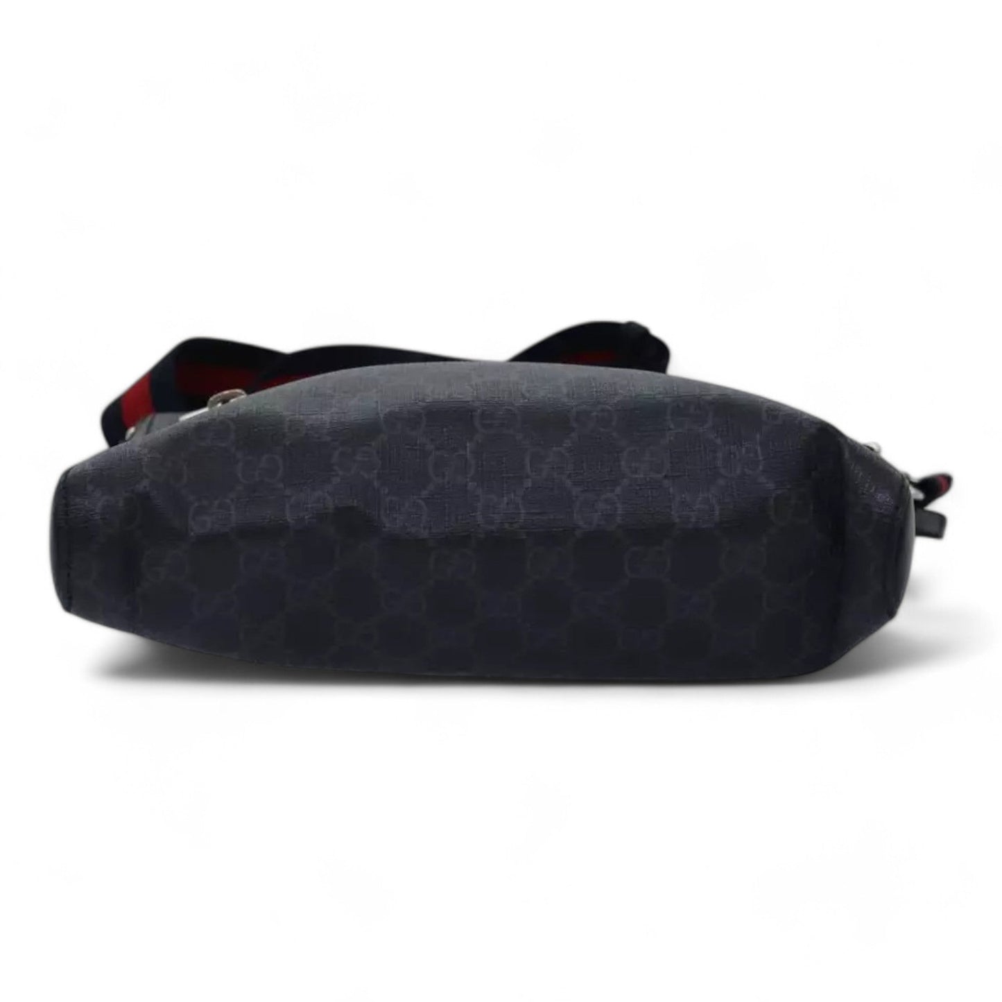 Gucci GG Supreme Sherry Line Shoulder Bag PVC Navy Red Shoulder Strap