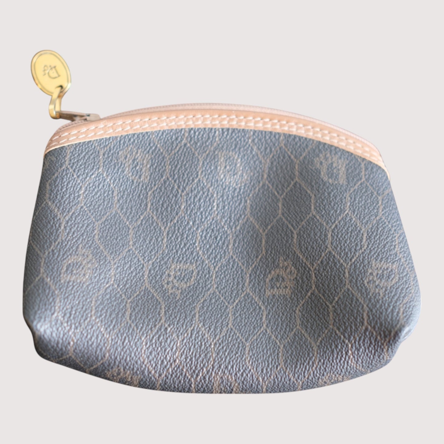 Dior Toiletry Pouch Blue Monogram Leather Unisex Vintage Cosmetic Bag Clutch Handbag