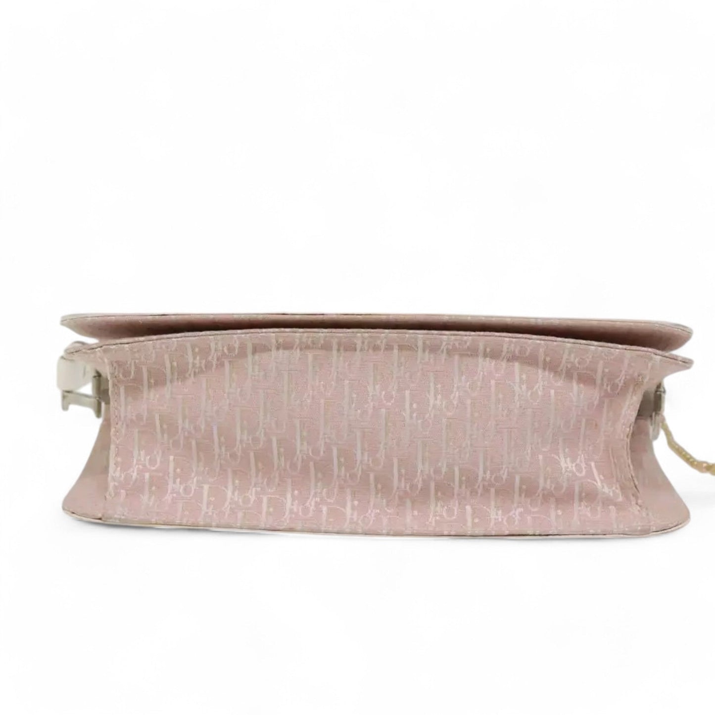 Christian Dior Trotter Canvas Shoulder Bag Pink White Women's Handbag Made in Italy