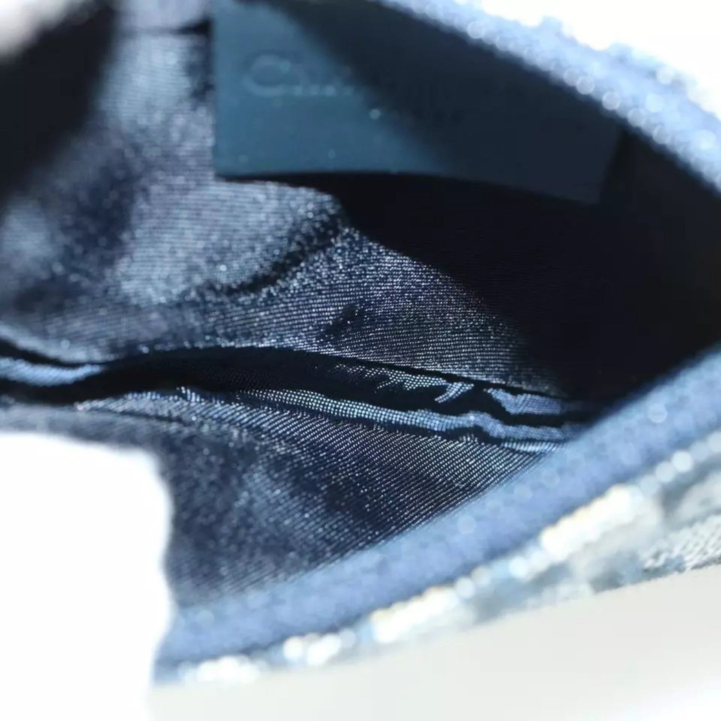 Christian Dior Trotter Canvas Saddle Coin Purse Navy Blue Gold Hardware Women's Handbag
