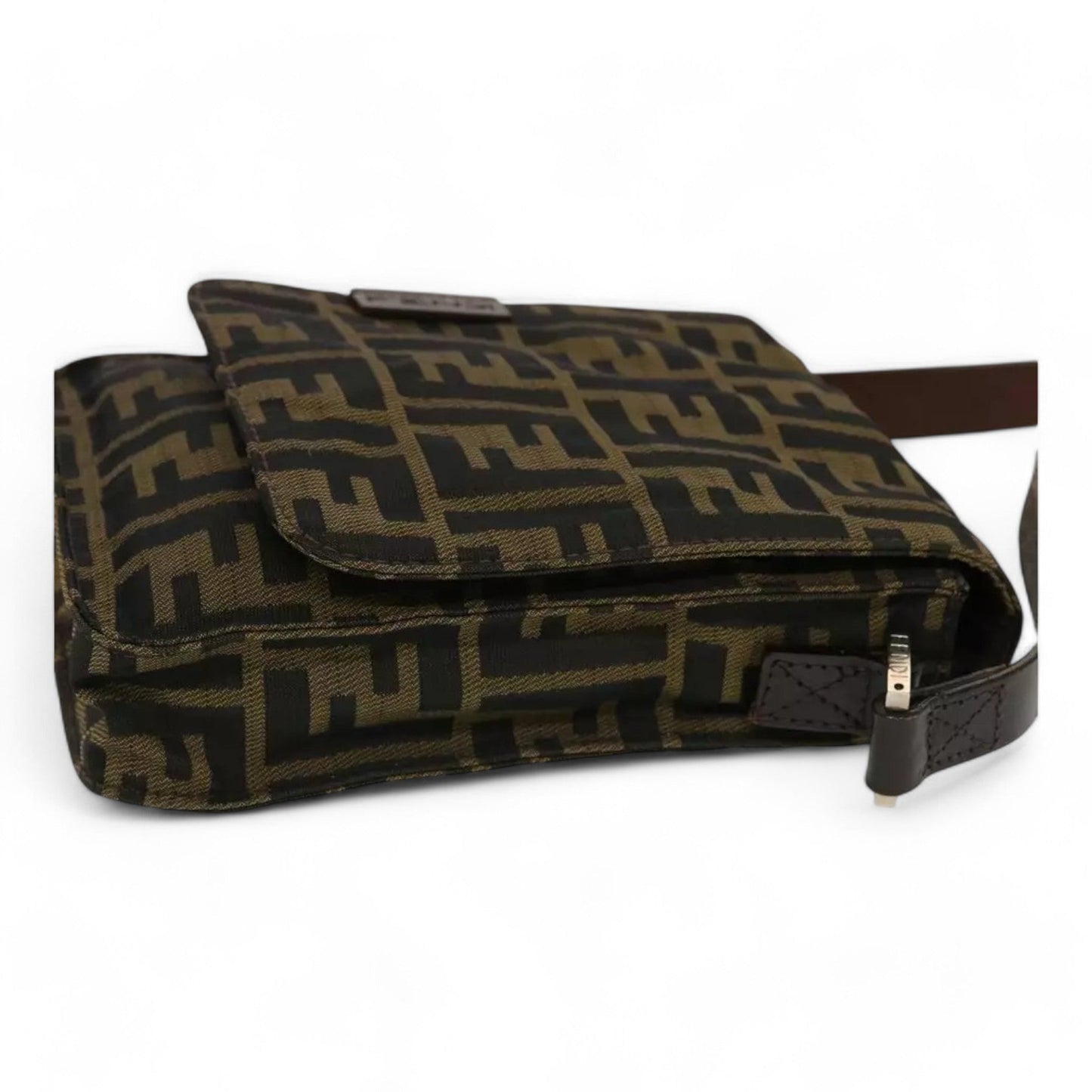 Fendi Zucca Canvas Shoulder Crossbody Bag Black Brown