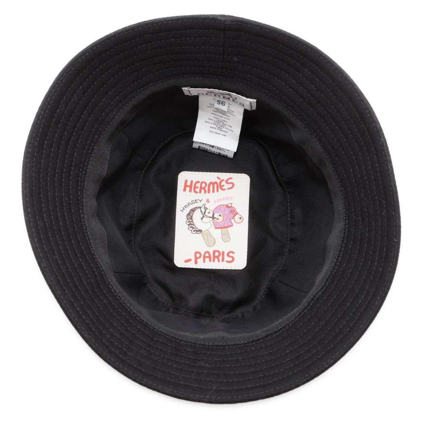 HERMES Calvi Cotton Black Bucket Hat Preloved
