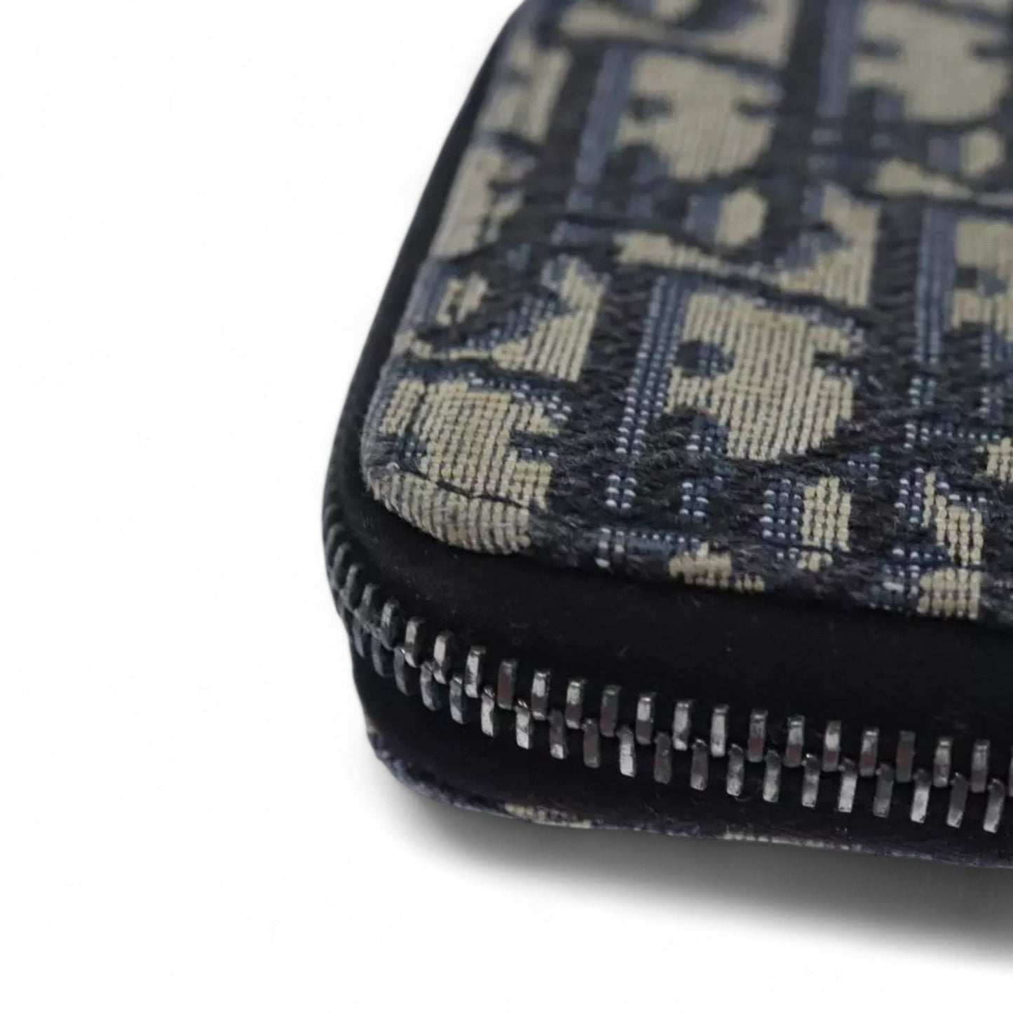 Christian Dior Trotter Canvas Zip Wallet Navy Silver Men's Vintage Wallet