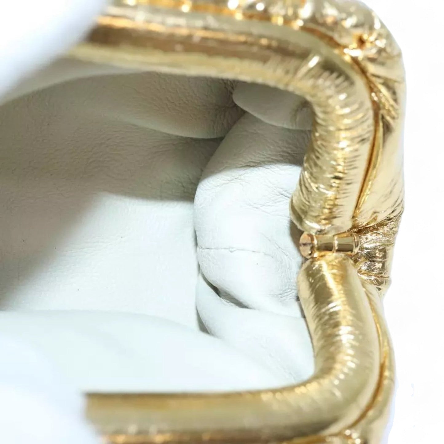 Bottega Veneta Pouch Leather Gold Women's Bag with Strap and Dust Bag