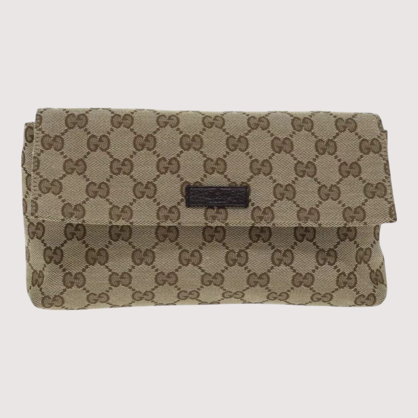 Gucci GG Canvas Body Bag Beige Silver Unisex Shoulder Strap Made in Italy