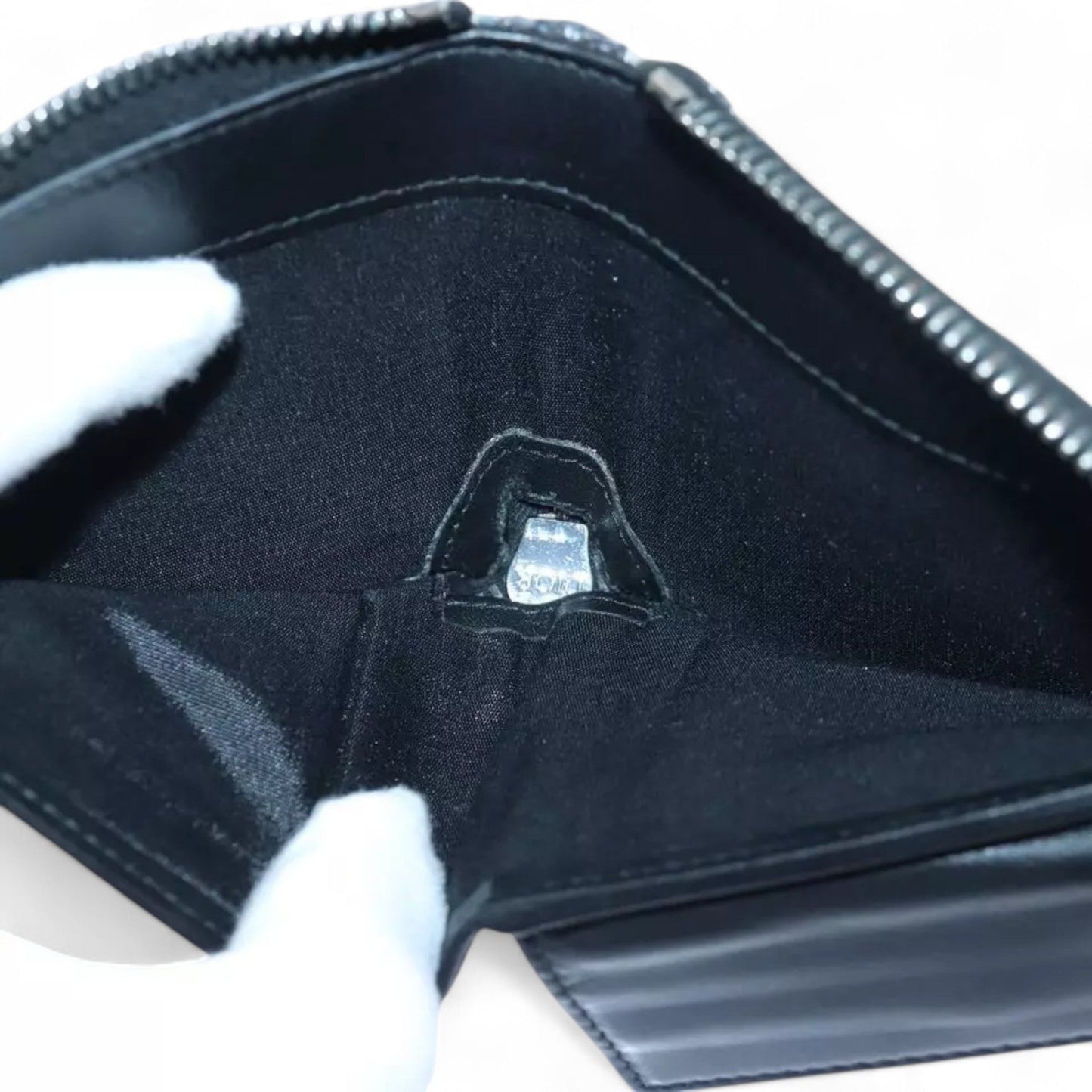 Christian Dior Trotter Canvas Zip Wallet Navy Silver Men's Vintage Wallet