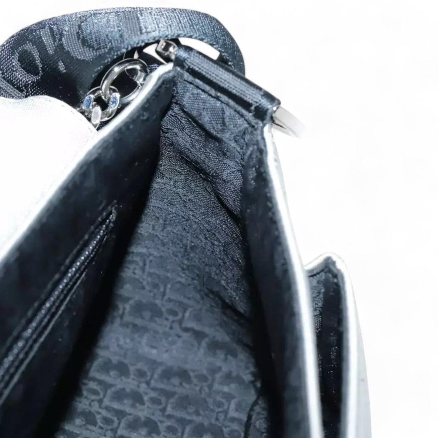 Christian Dior Hardcore Shoulder Bag Canvas Silver Womens Handbag