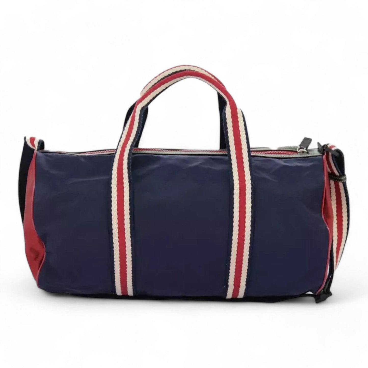Gucci Sherry Line Hand Bag Nylon 2way Navy Red Shoulder Strap Handle Drop Vintage Unisex Made in Italy