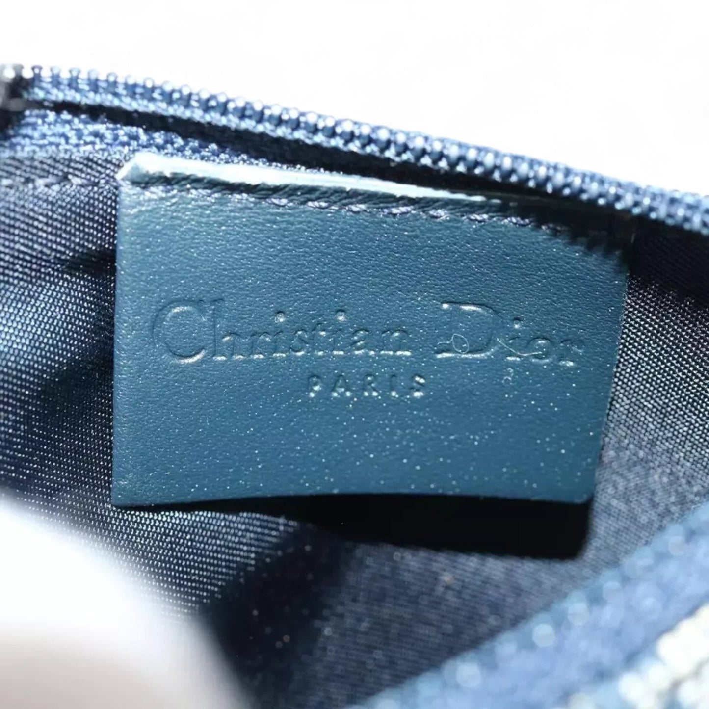 Christian Dior Trotter Canvas Saddle Coin Purse Navy Blue Gold Hardware Women's Handbag