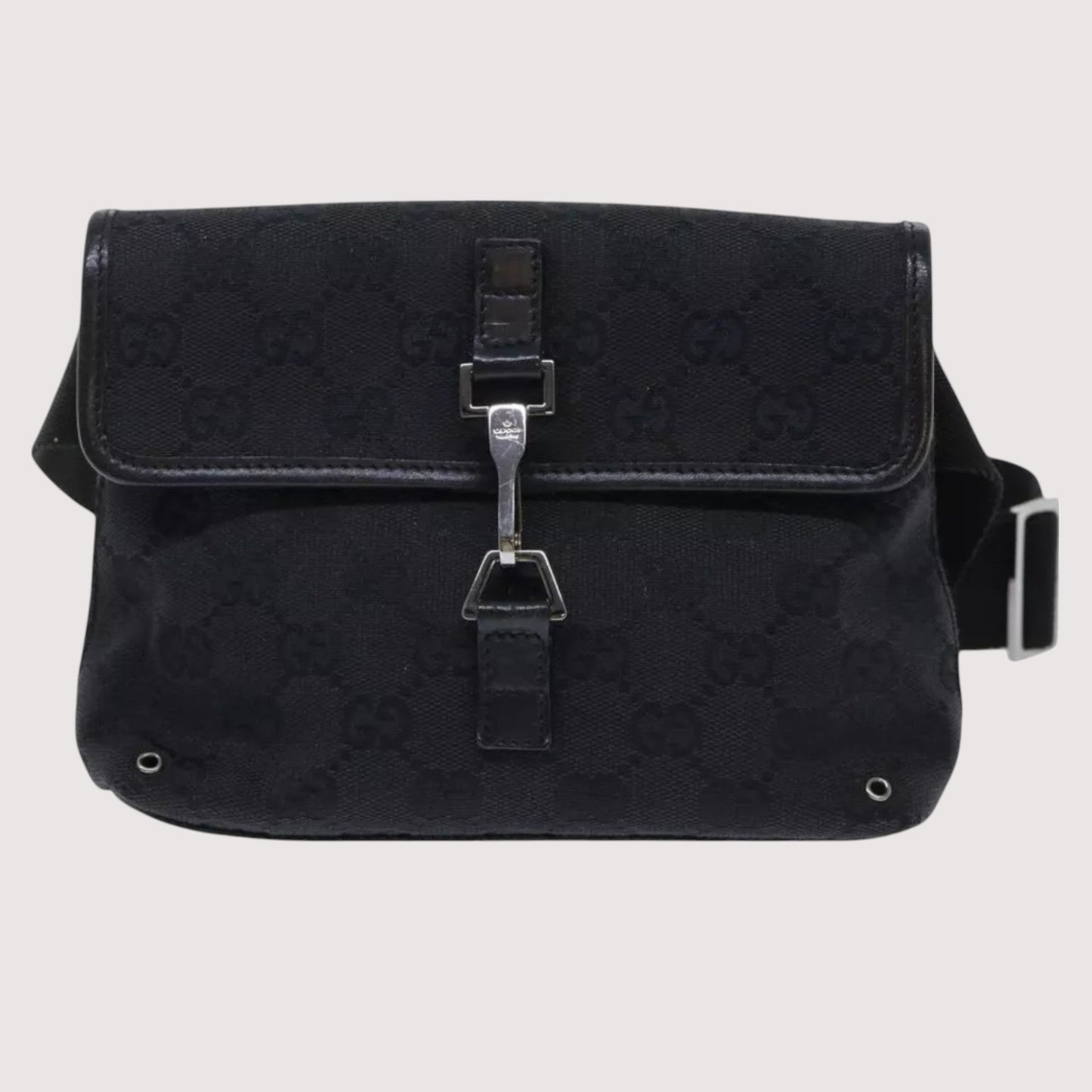 Gucci GG Canvas Waist Bag Black Unisex Shoulder Strap