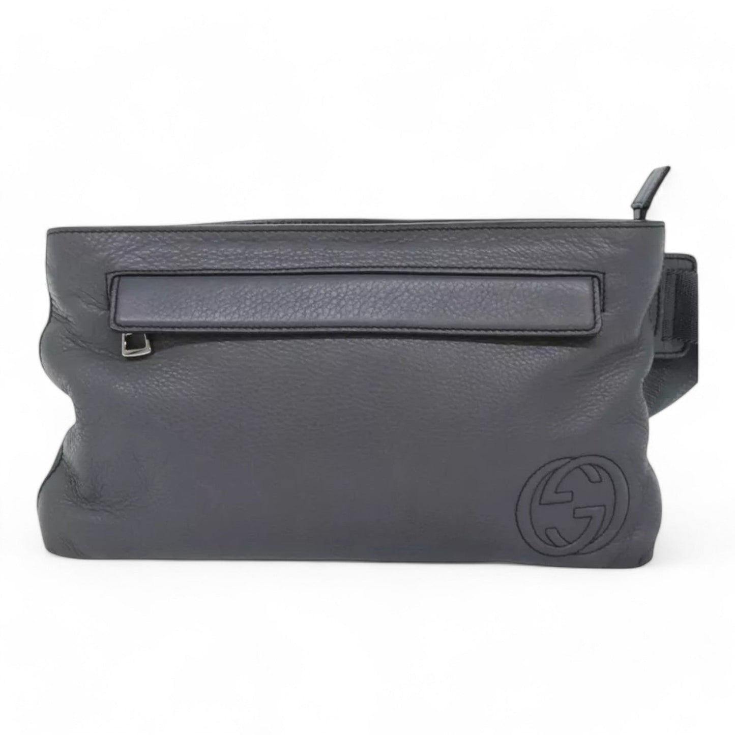 Gucci Interlocking Soho Shoulder Bag Leather Gray Silver