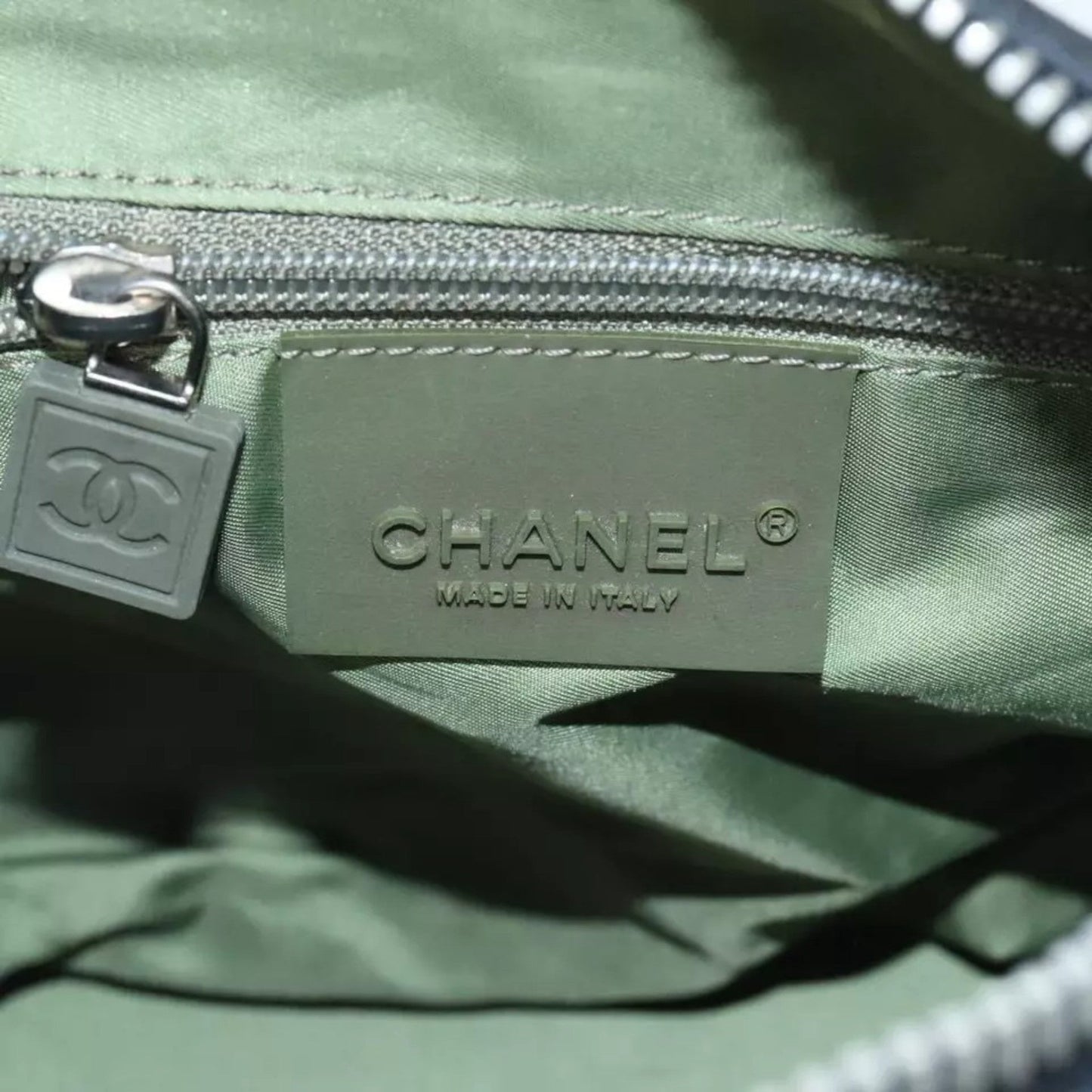 Chanel Sports Coco Mark Shoulder Bag Nylon Black Silver Vintage Crossbody Purse
