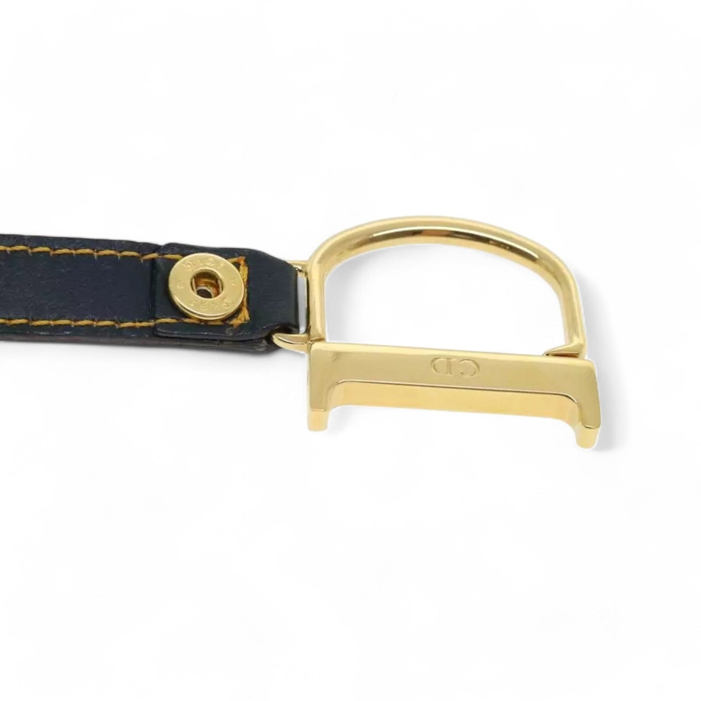 Christian Dior Trotter Canvas Saddle Coin Purse Navy Blue Gold Hardware Women's Handbag