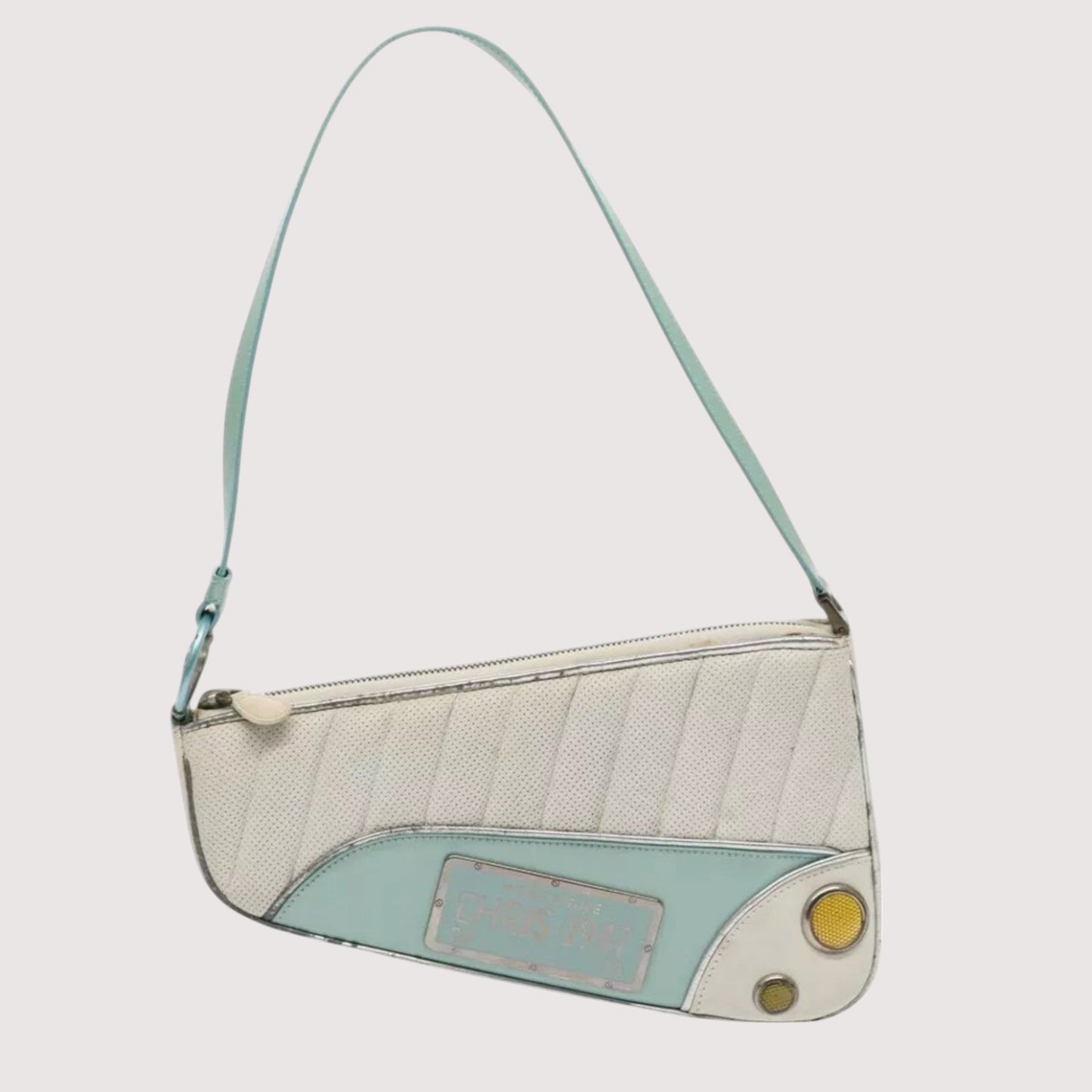 Christian Dior Cadillac Shoulder Bag Leather White Vintage Women's Handbag