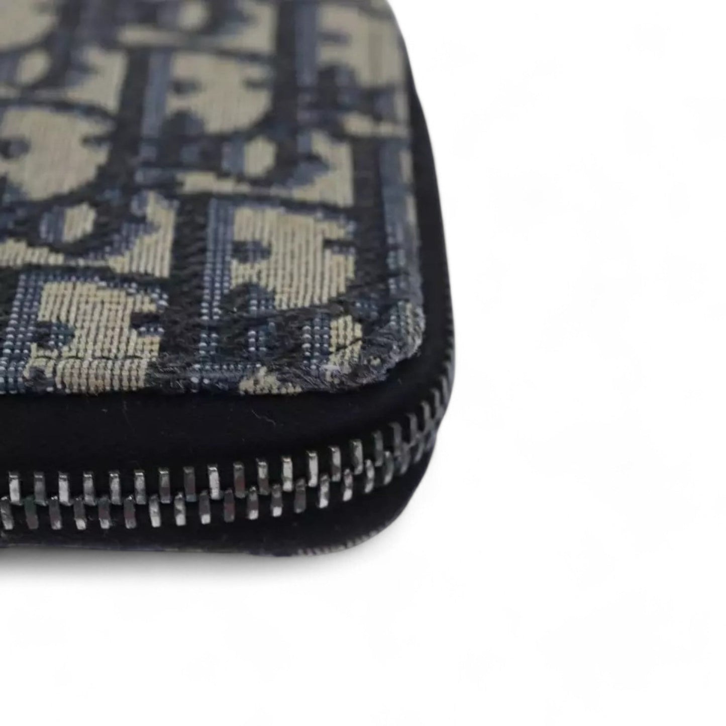 Christian Dior Trotter Canvas Zip Wallet Navy Silver Men's Vintage Wallet