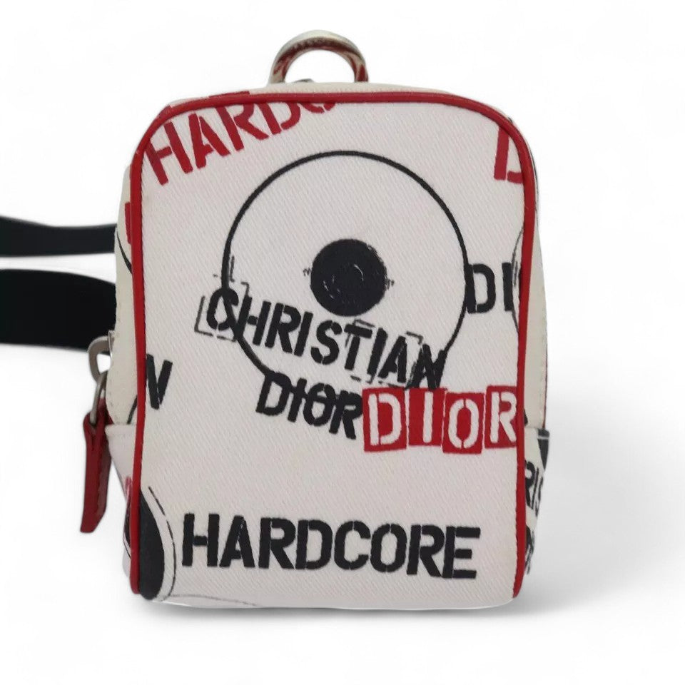 Christian Dior Hardcore Pouch Canvas White Shoulder Bag with Star Charm