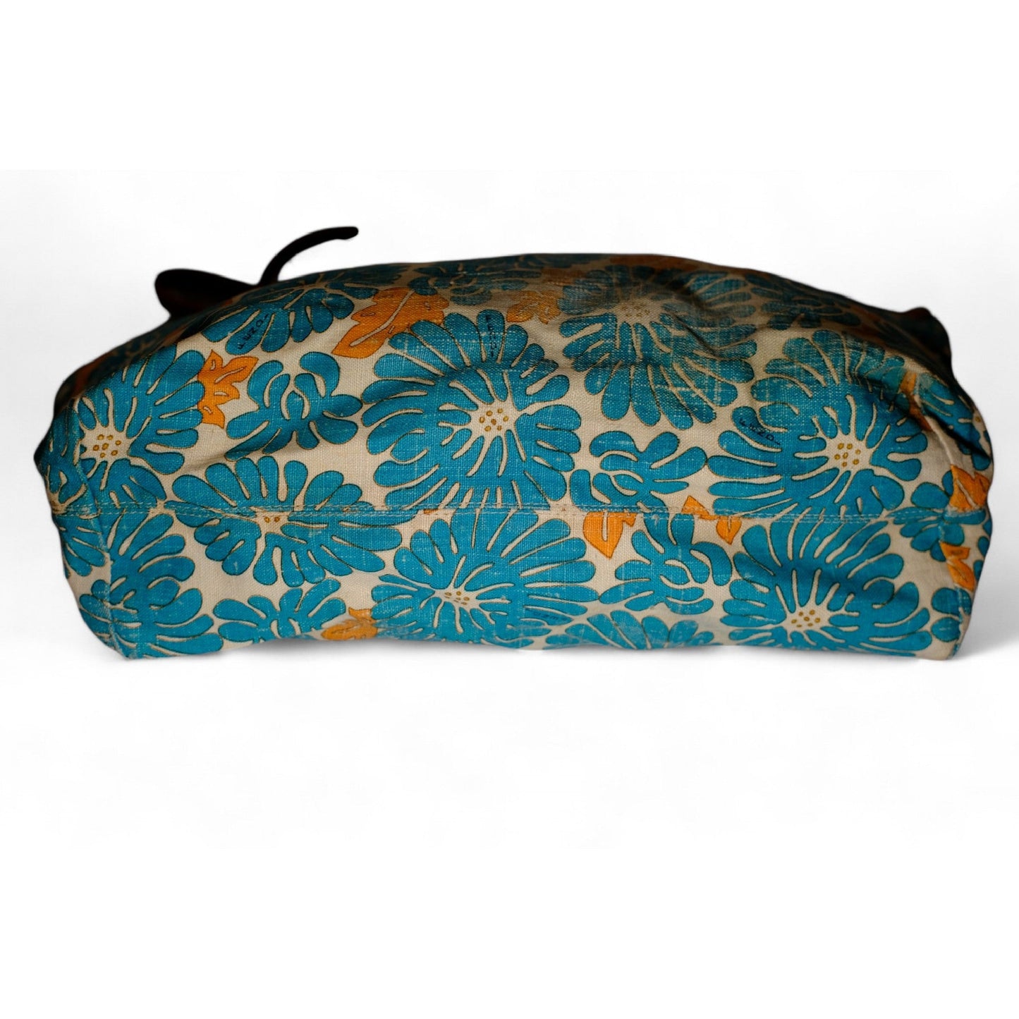 Fendi Floral Canvas Tote Bag Blue Orange Women's Handbag Large Vintage Designer Purse