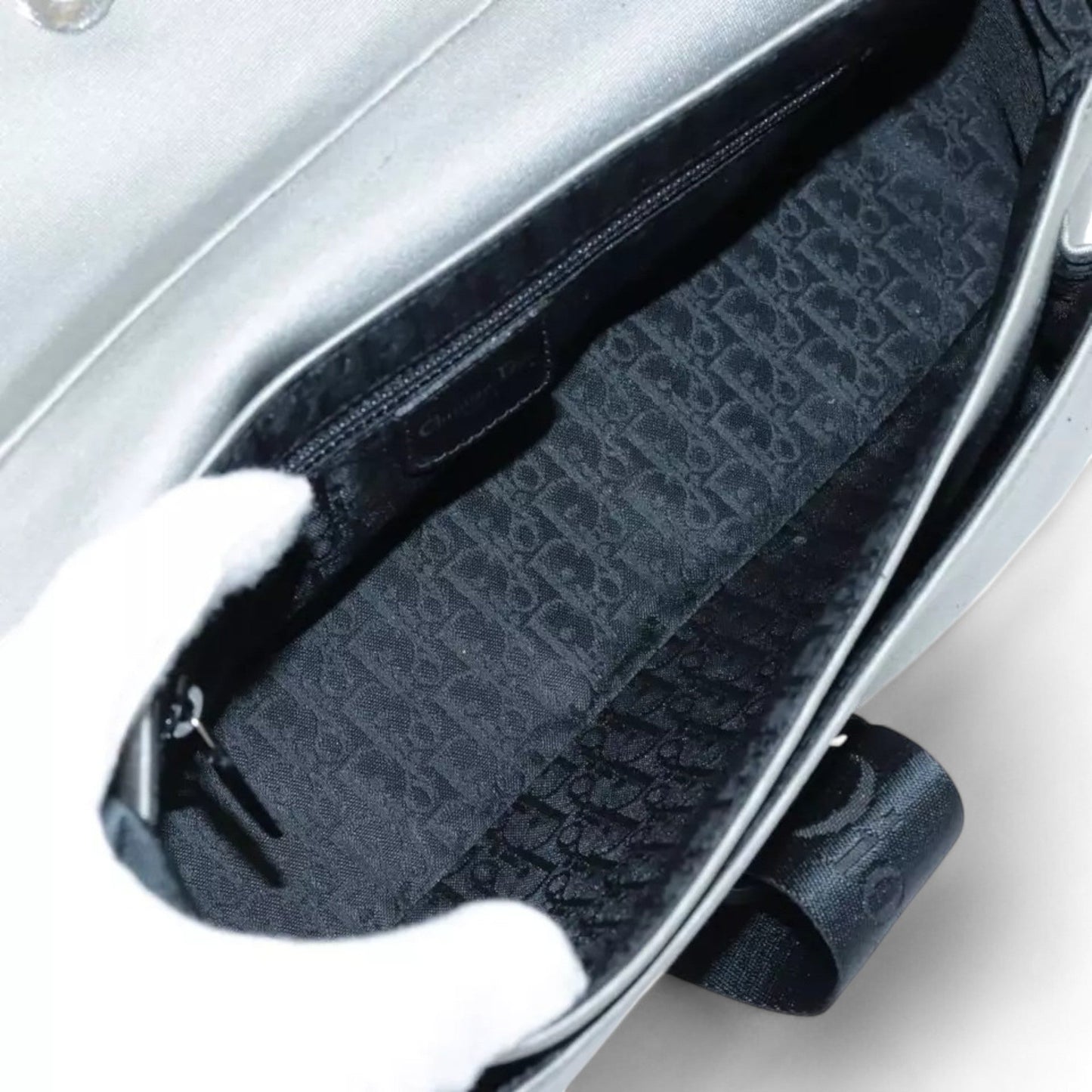 Christian Dior Hardcore Shoulder Bag Canvas Silver Womens Handbag