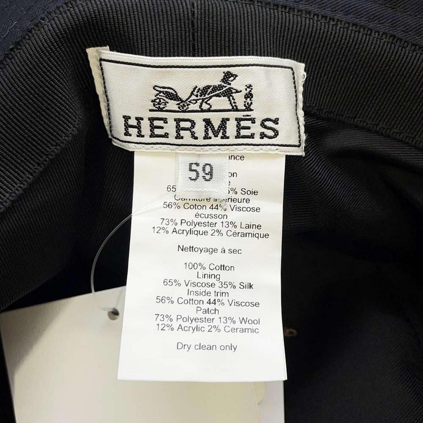 HERMES 9636415 Cotton Black Hat New