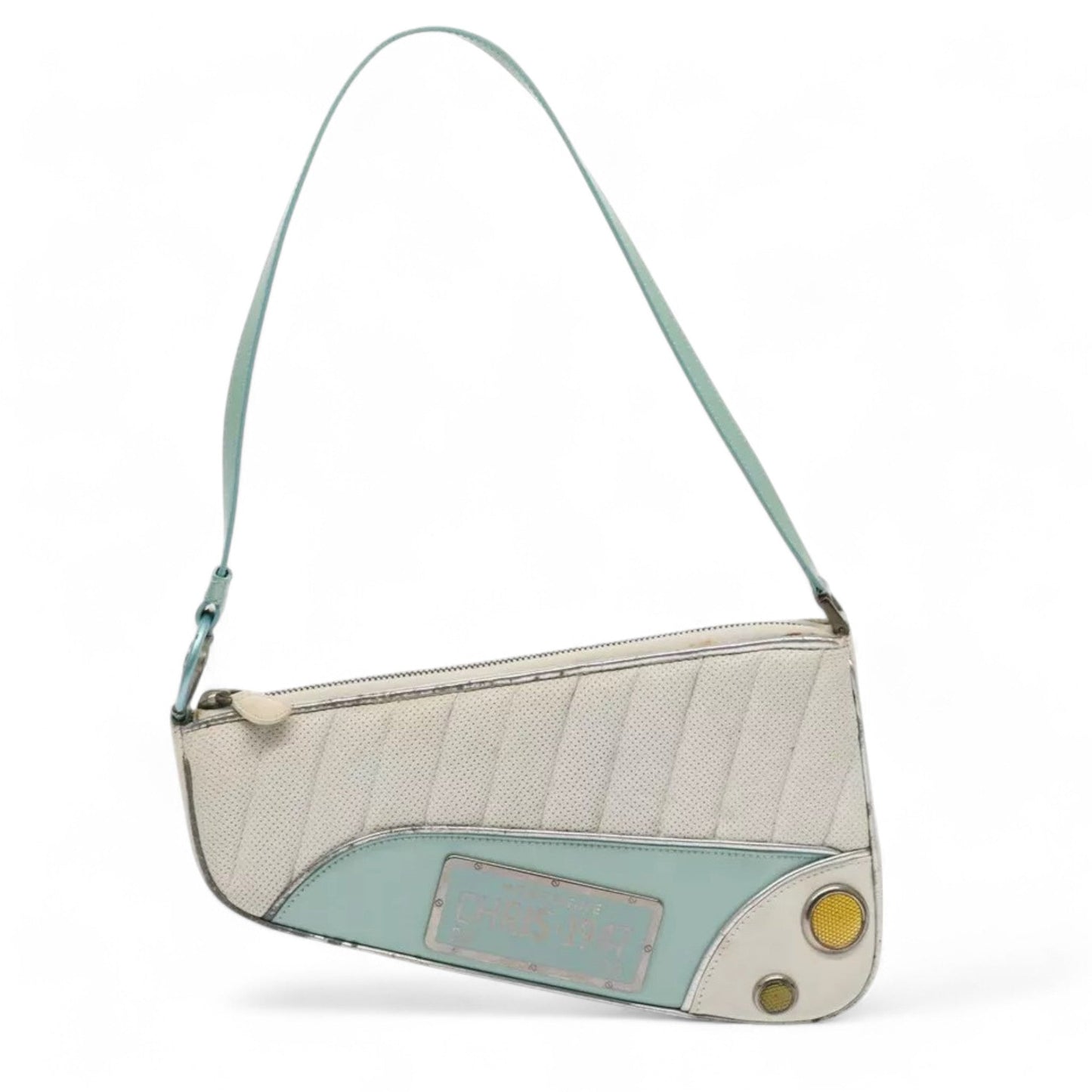 Christian Dior Cadillac Shoulder Bag Leather White Vintage Women's Handbag