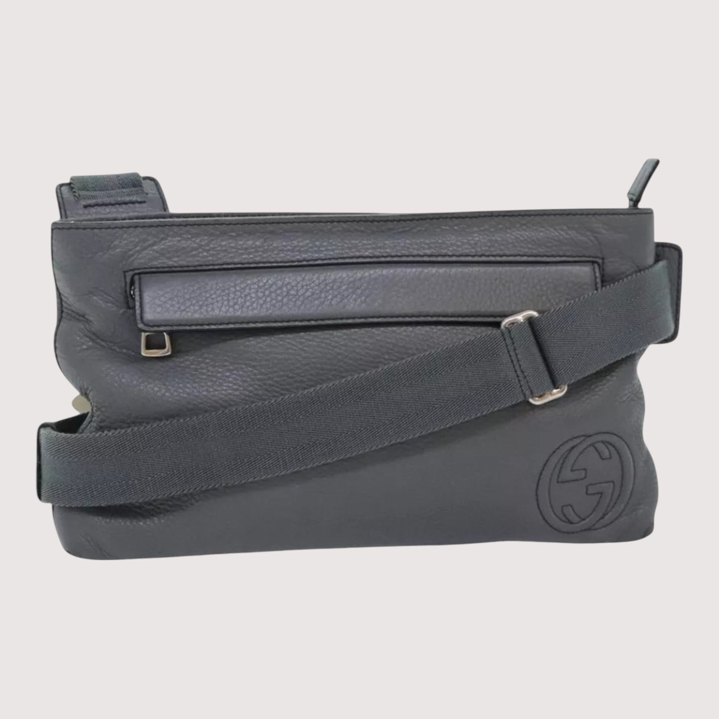 Gucci Interlocking Soho Shoulder Bag Leather Gray Silver