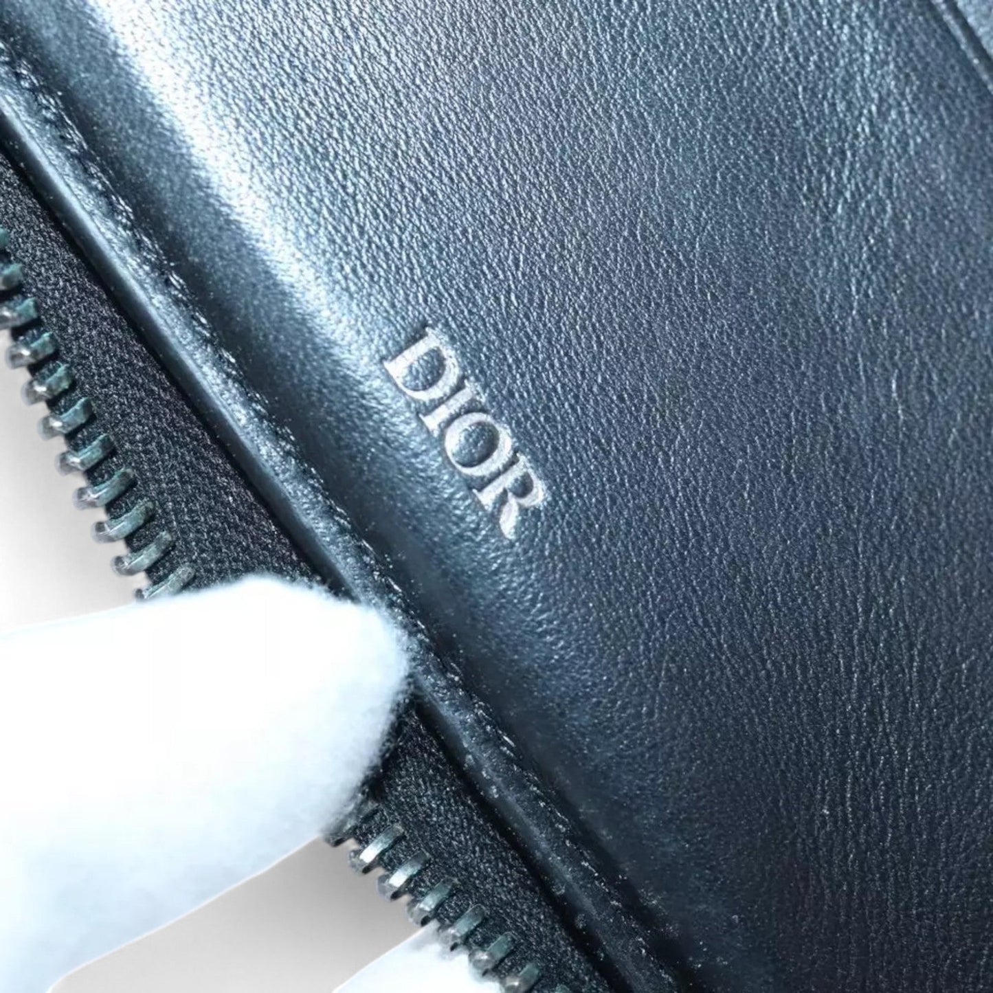 Christian Dior Trotter Canvas Zip Wallet Navy Silver Men's Vintage Wallet