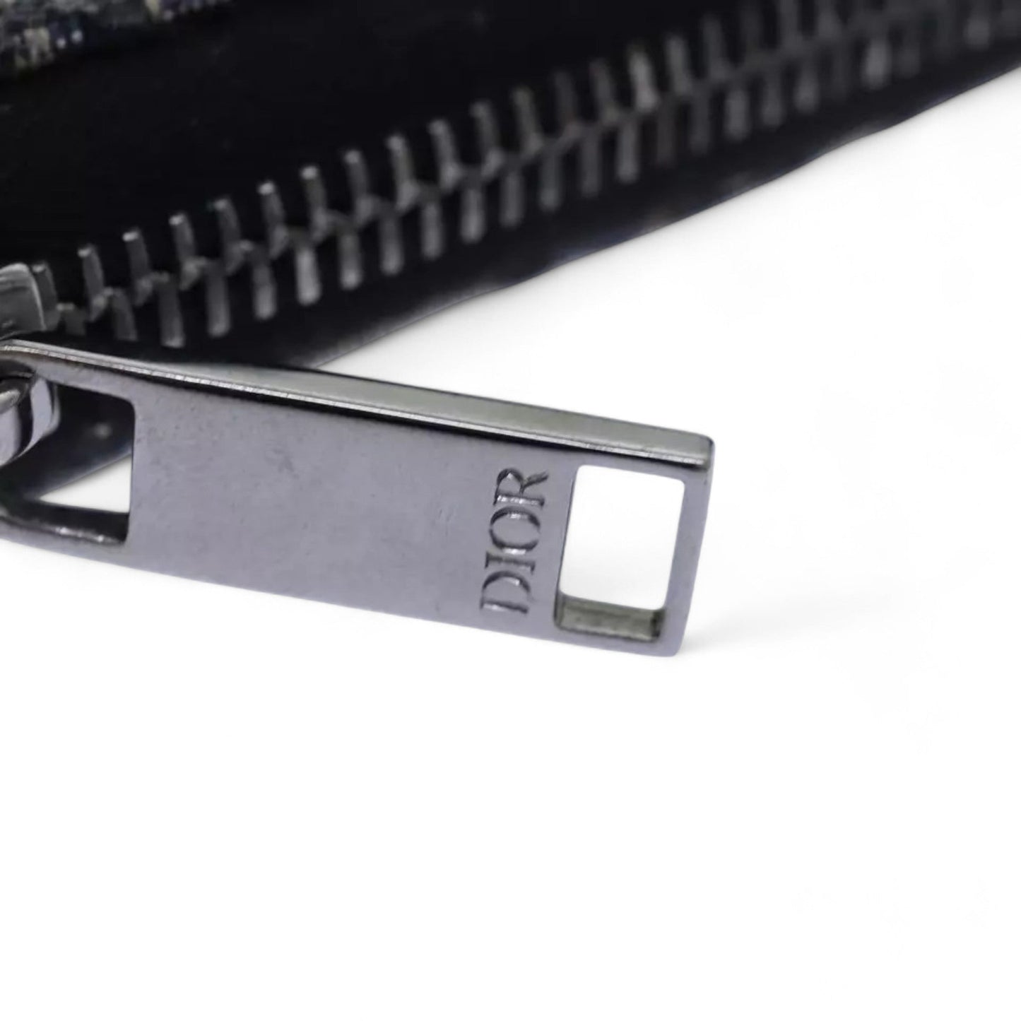 Christian Dior Trotter Canvas Zip Wallet Navy Silver Men's Vintage Wallet