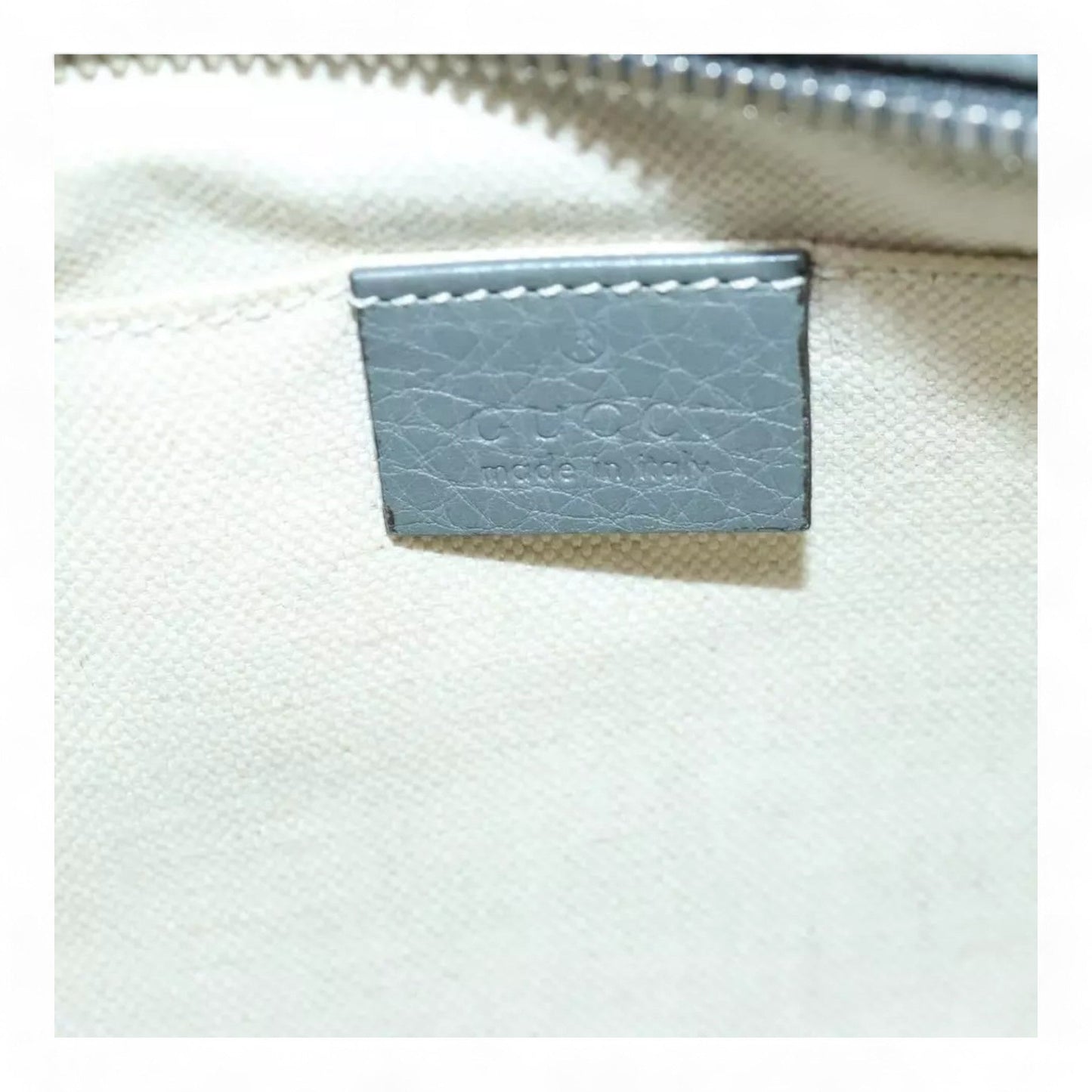 Gucci Interlocking Soho Shoulder Bag Leather Gray Silver