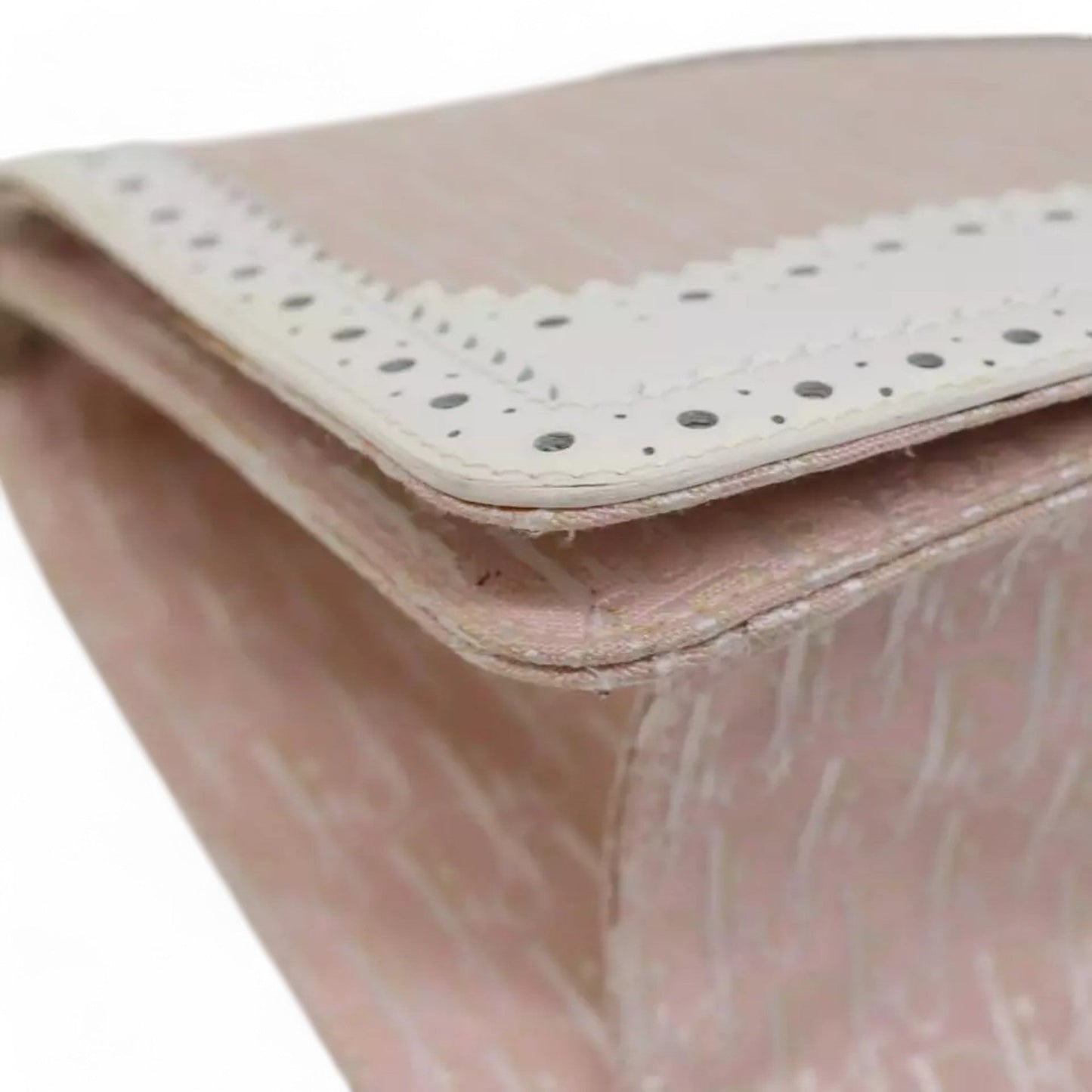 Christian Dior Trotter Canvas Shoulder Bag Pink White Women's Handbag Made in Italy