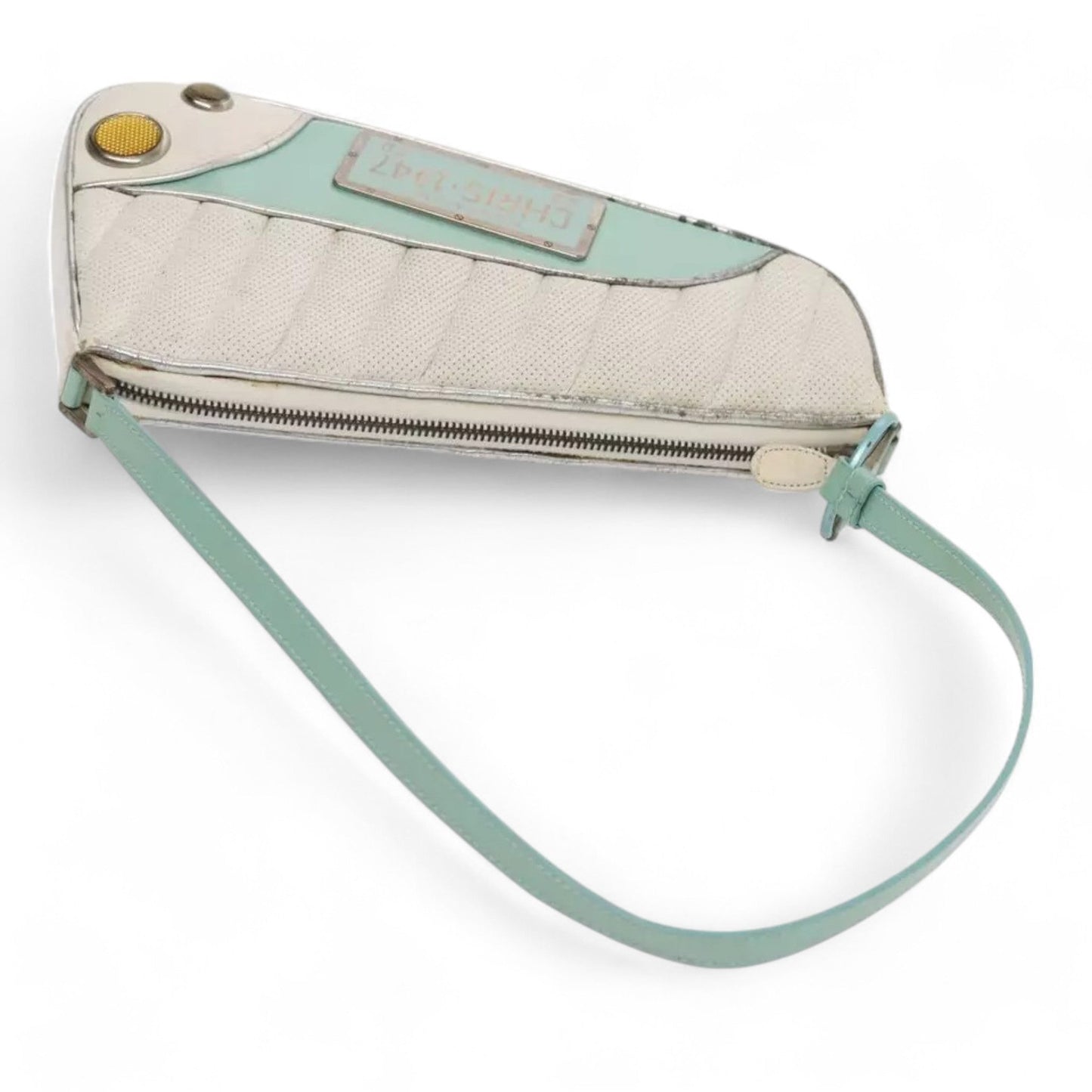 Christian Dior Cadillac Shoulder Bag Leather White Vintage Women's Handbag