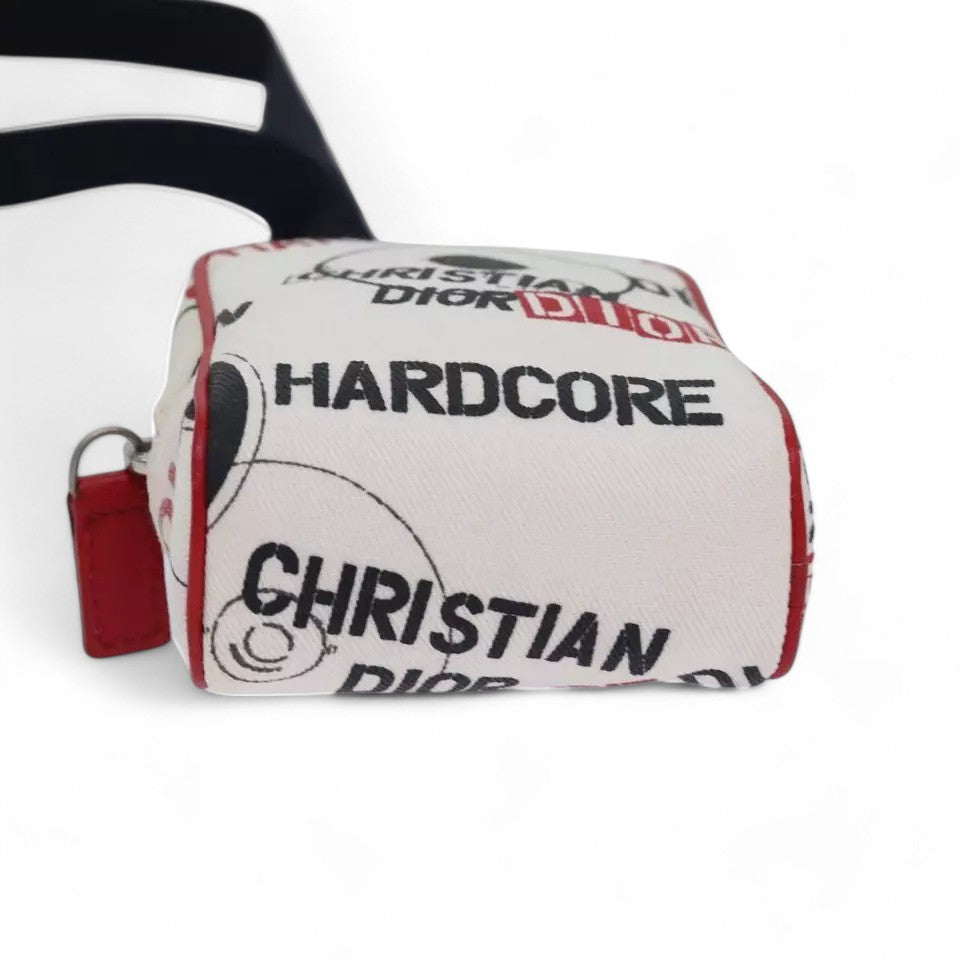 Christian Dior Hardcore Pouch Canvas White Shoulder Bag with Star Charm
