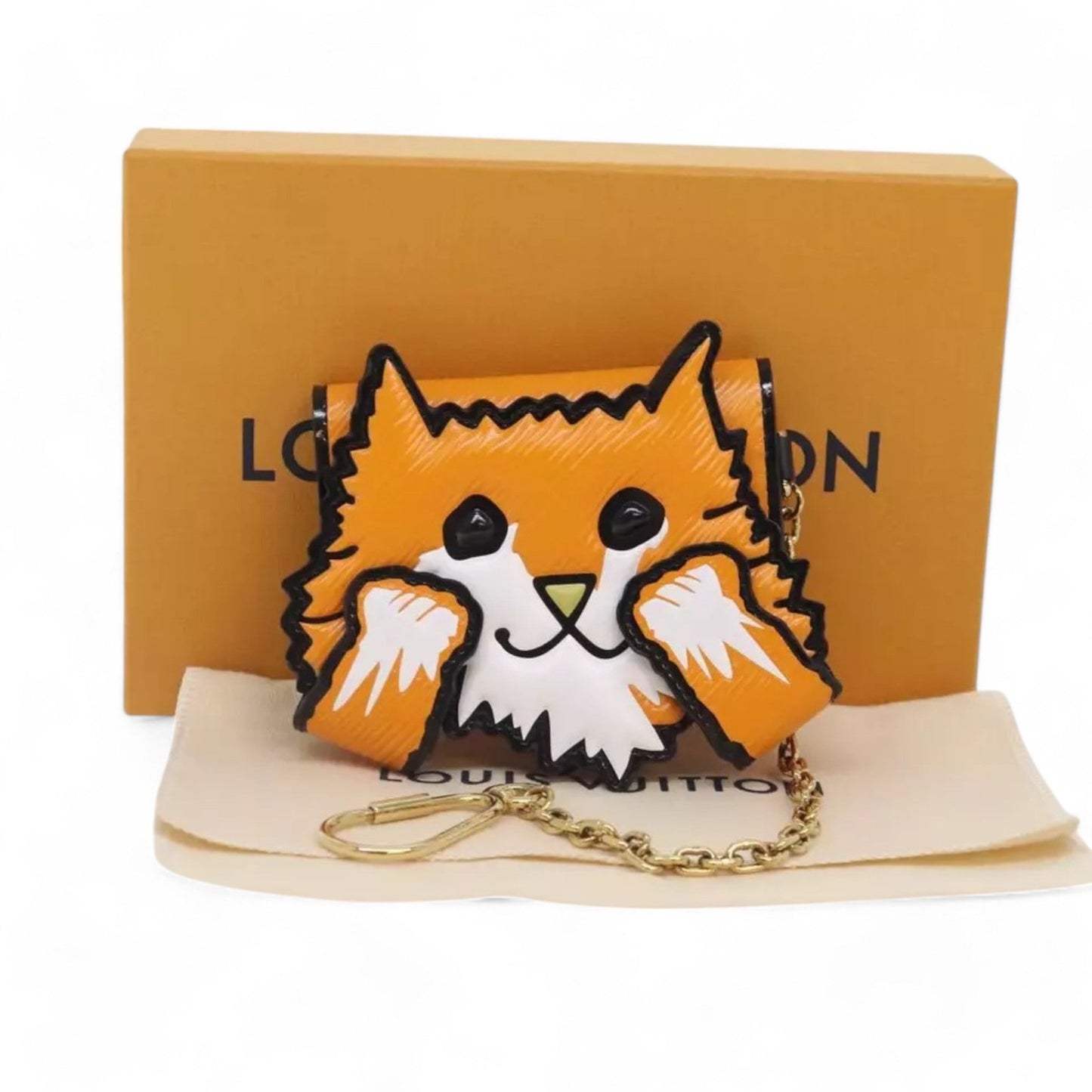 Louis Vuitton Catgram Card Holder Orange Card Case Unisex Classic Design with Box Chain
