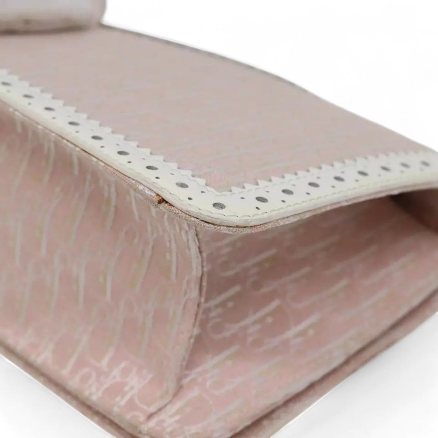 Christian Dior Trotter Canvas Shoulder Bag Pink White Women's Handbag Made in Italy