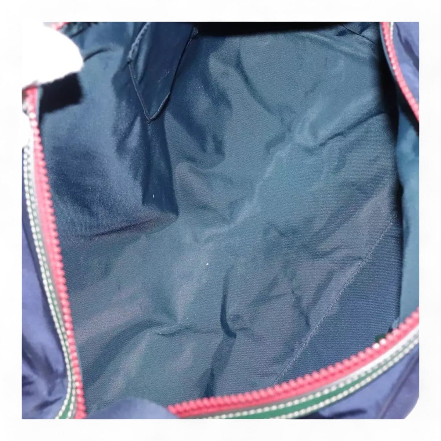 Gucci Sherry Line Hand Bag Nylon 2way Navy Red Shoulder Strap Handle Drop Vintage Unisex Made in Italy