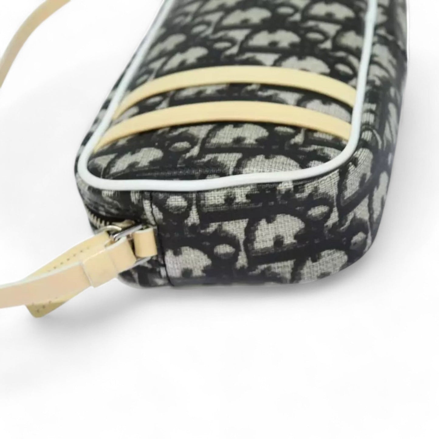 Christian Dior Vintage Trotter Canvas Black Beige Women's Handbag