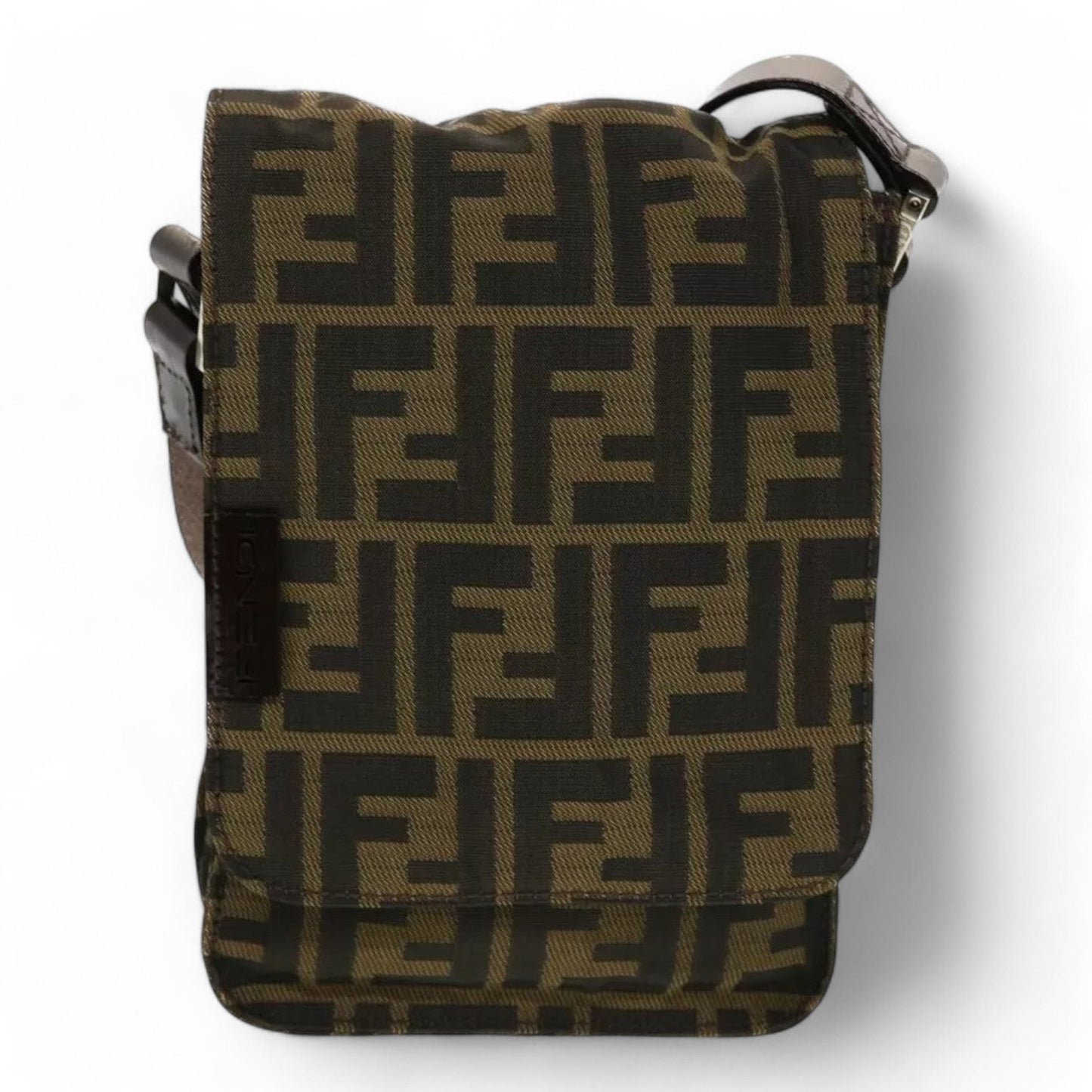 Fendi Zucca Canvas Shoulder Crossbody Bag Black Brown