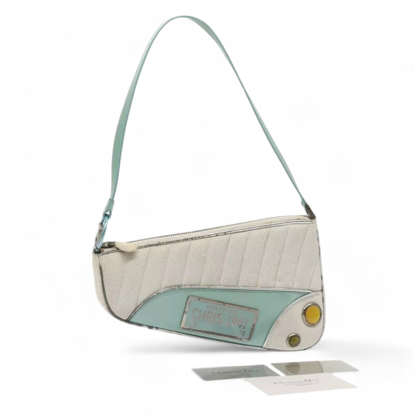 Christian Dior Cadillac Shoulder Bag Leather White Vintage Women's Handbag