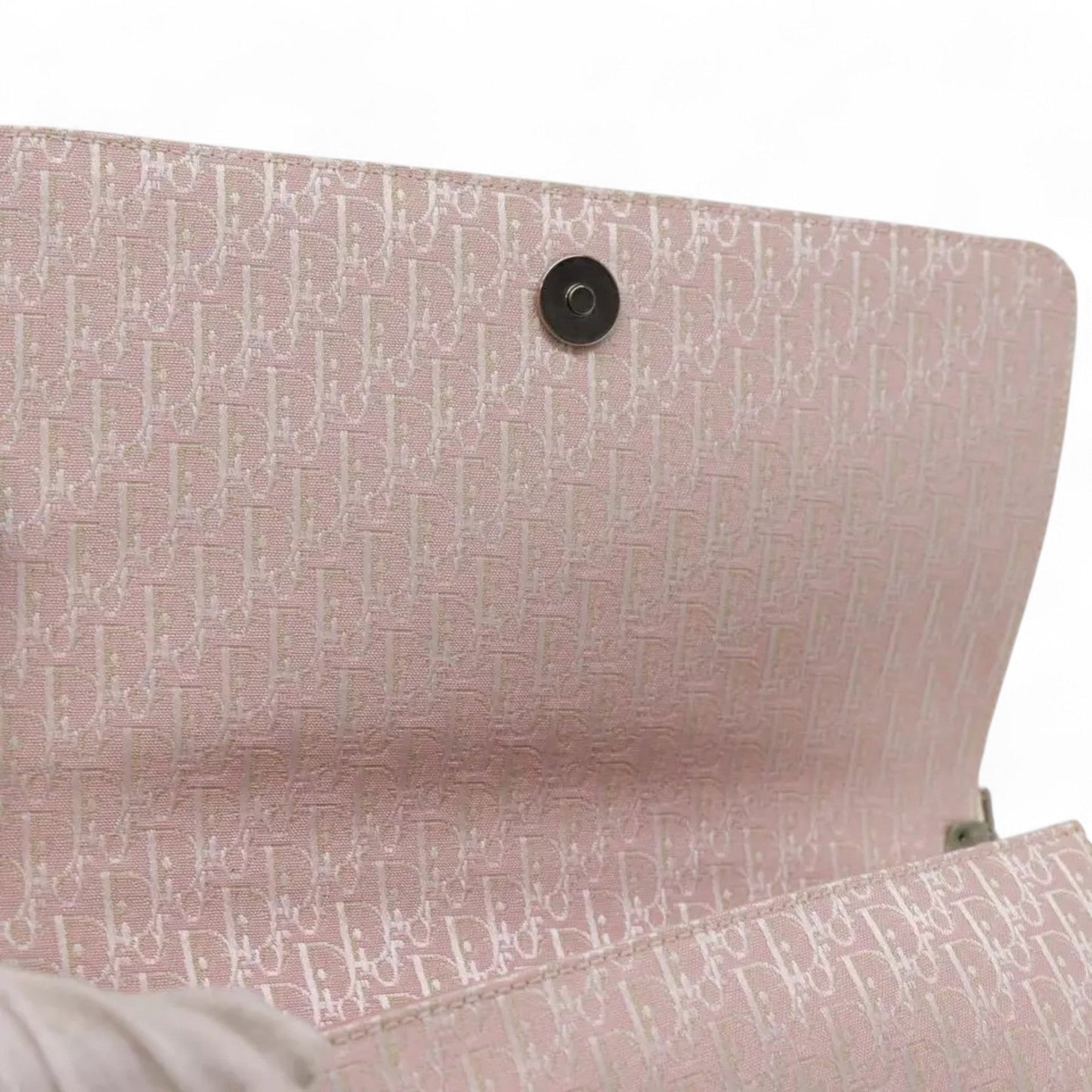 Christian Dior Trotter Canvas Shoulder Bag Pink White Women's Handbag Made in Italy