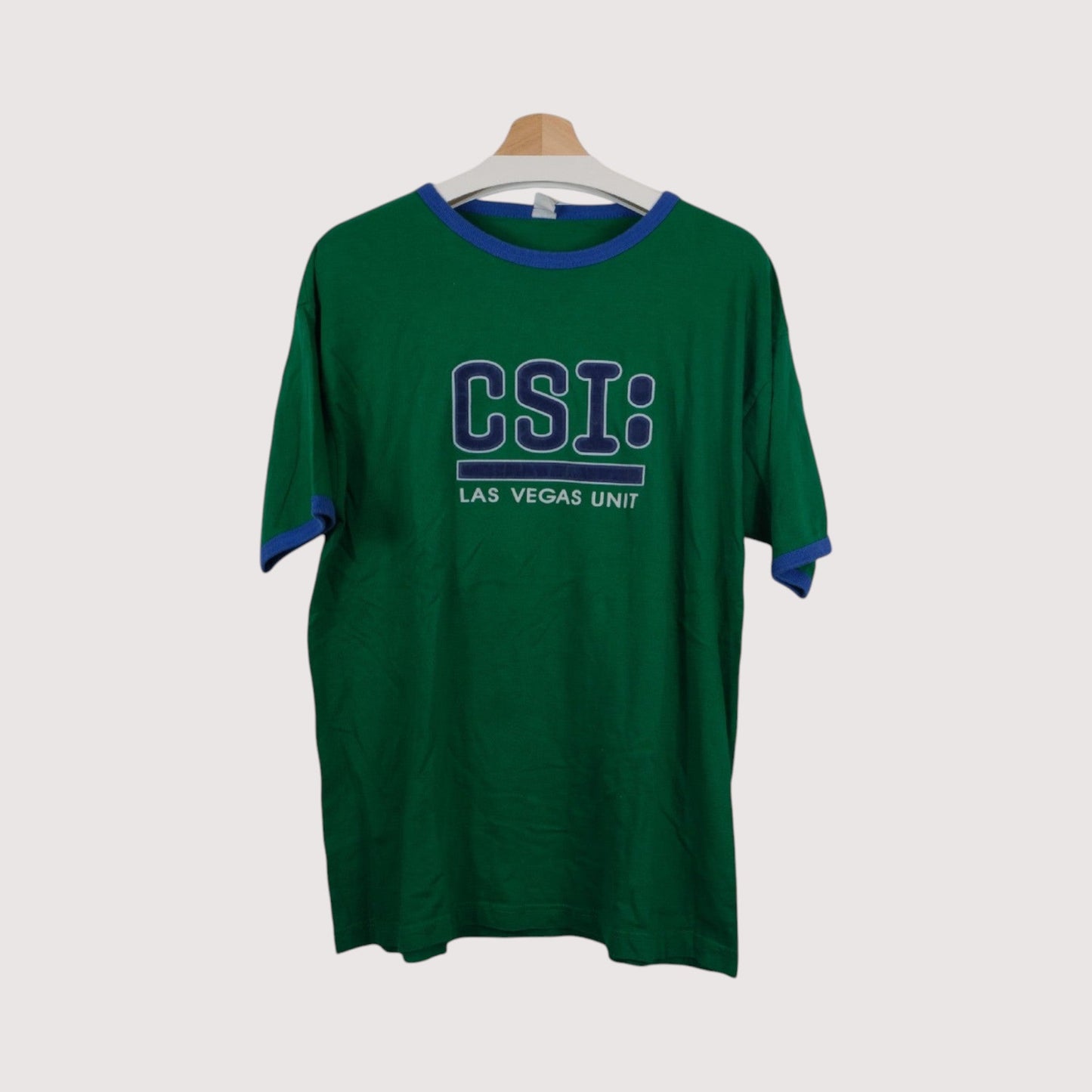 CSI Las Vegas Unit Green Ringer T-Shirt D.LAB Large Men's Movie Promo Vintage Style