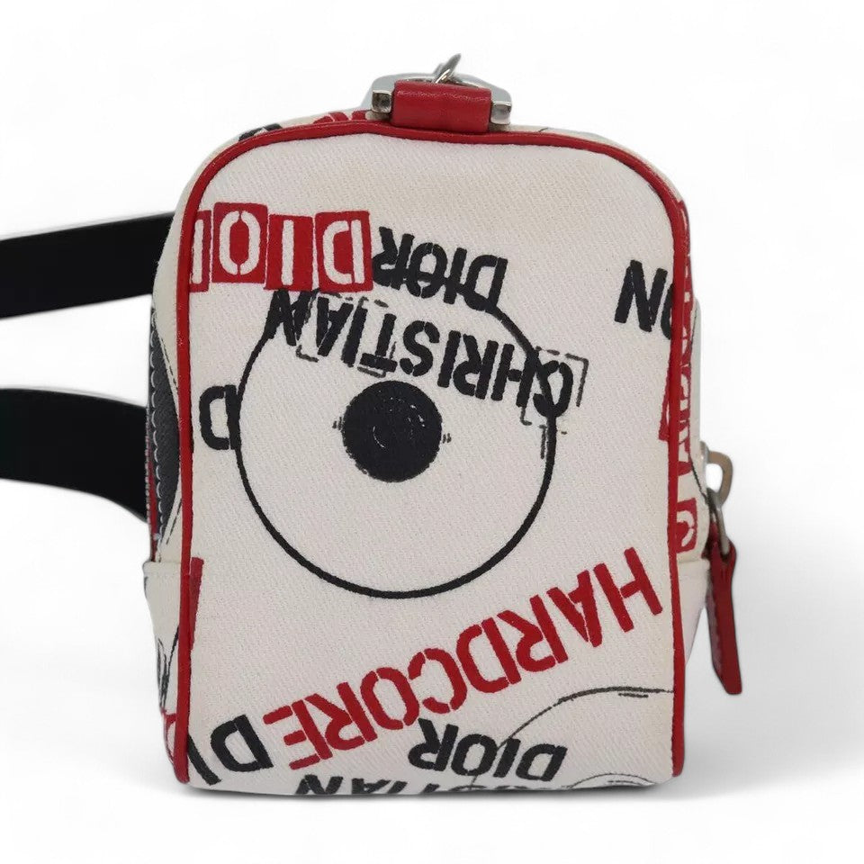 Christian Dior Hardcore Pouch Canvas White Shoulder Bag with Star Charm