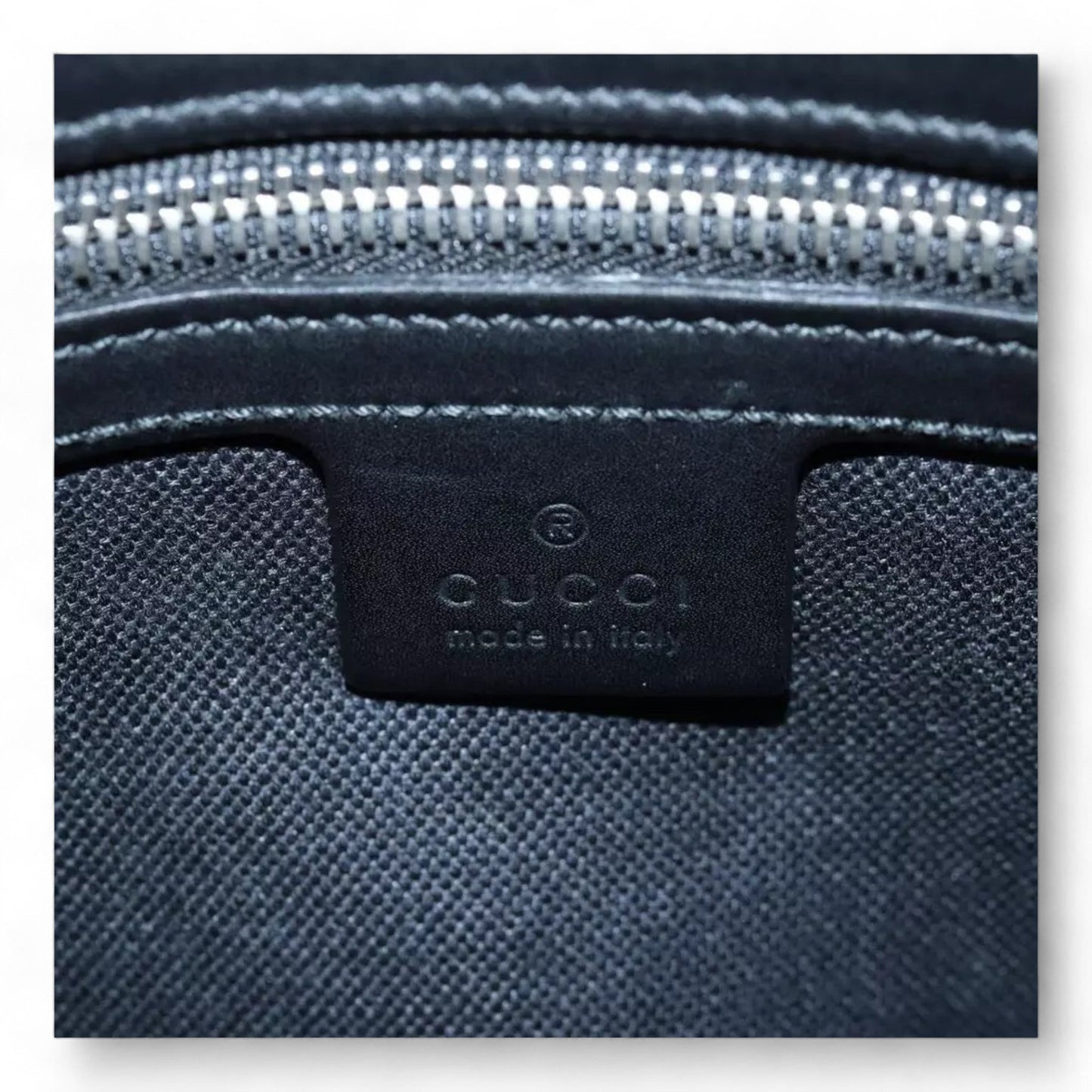 Gucci GG Supreme Sherry Line Shoulder Bag PVC Navy Red Shoulder Strap