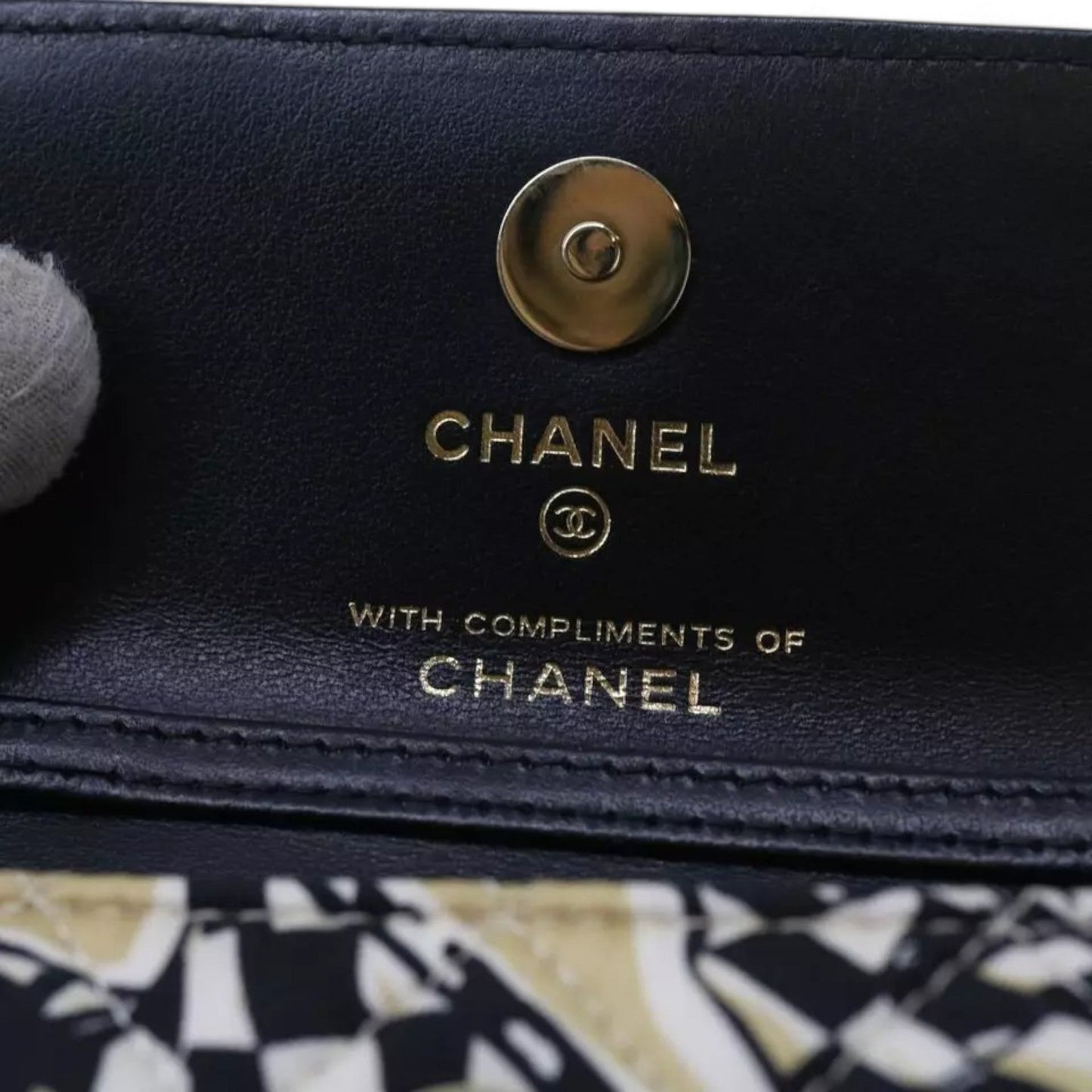 Chanel Mini Matelasse Shoulder Bag Canvas Beige Black CC Logo Chain Strap Women Handbag