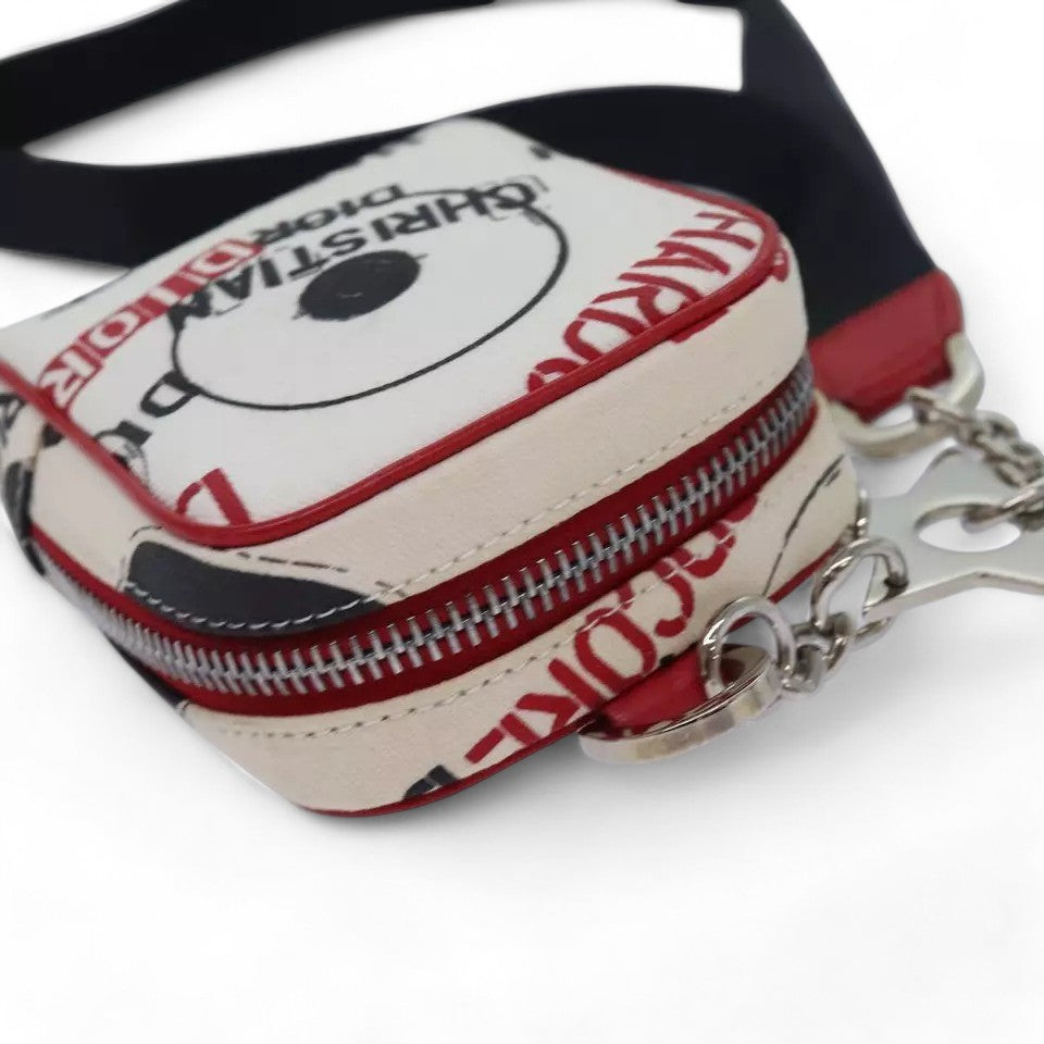 Christian Dior Hardcore Pouch Canvas White Shoulder Bag with Star Charm